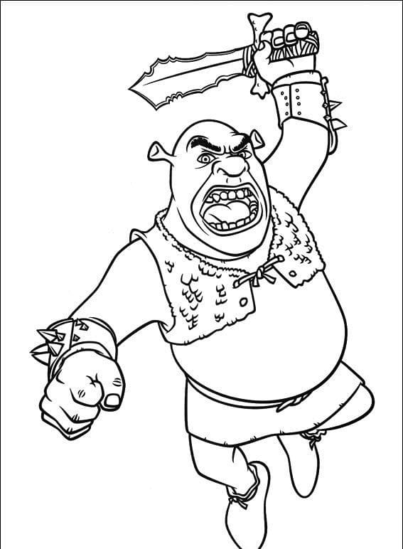 Раскраска Шрек с мечом