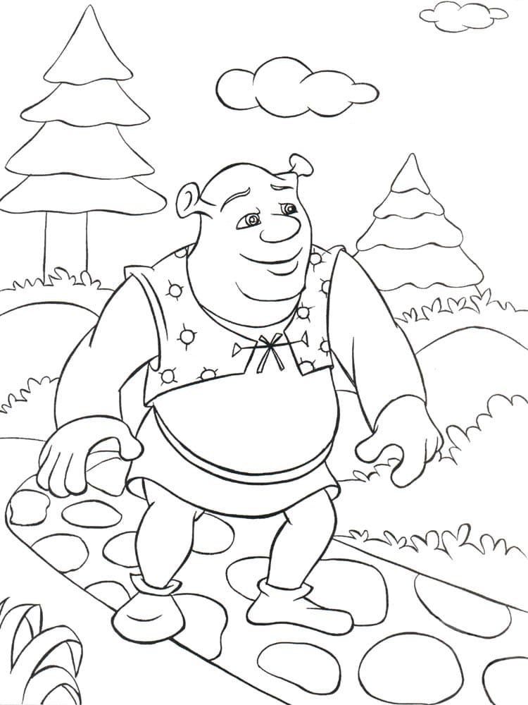 Раскраска Шрек в лесу