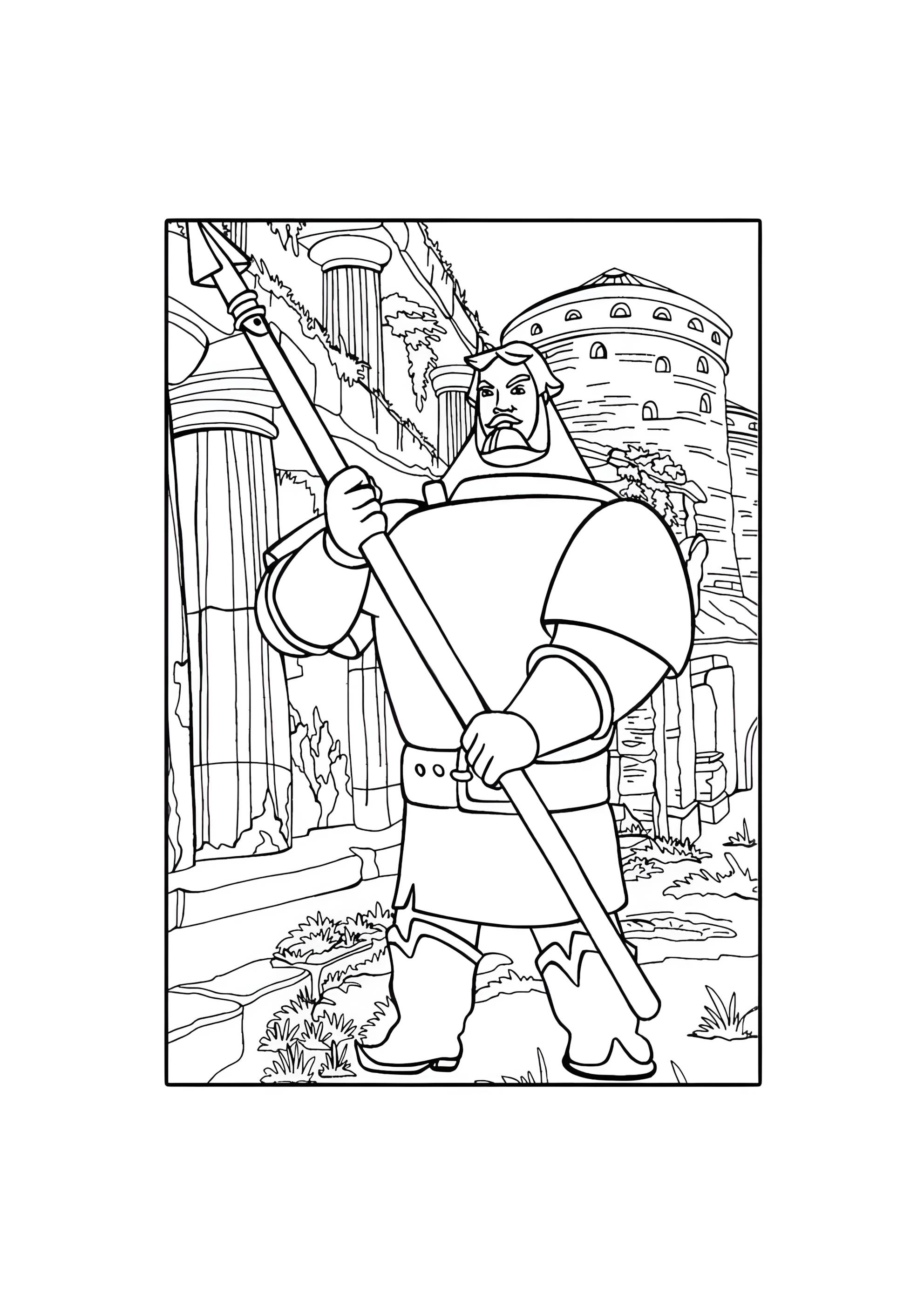 Раскраска Сильный Богатырь