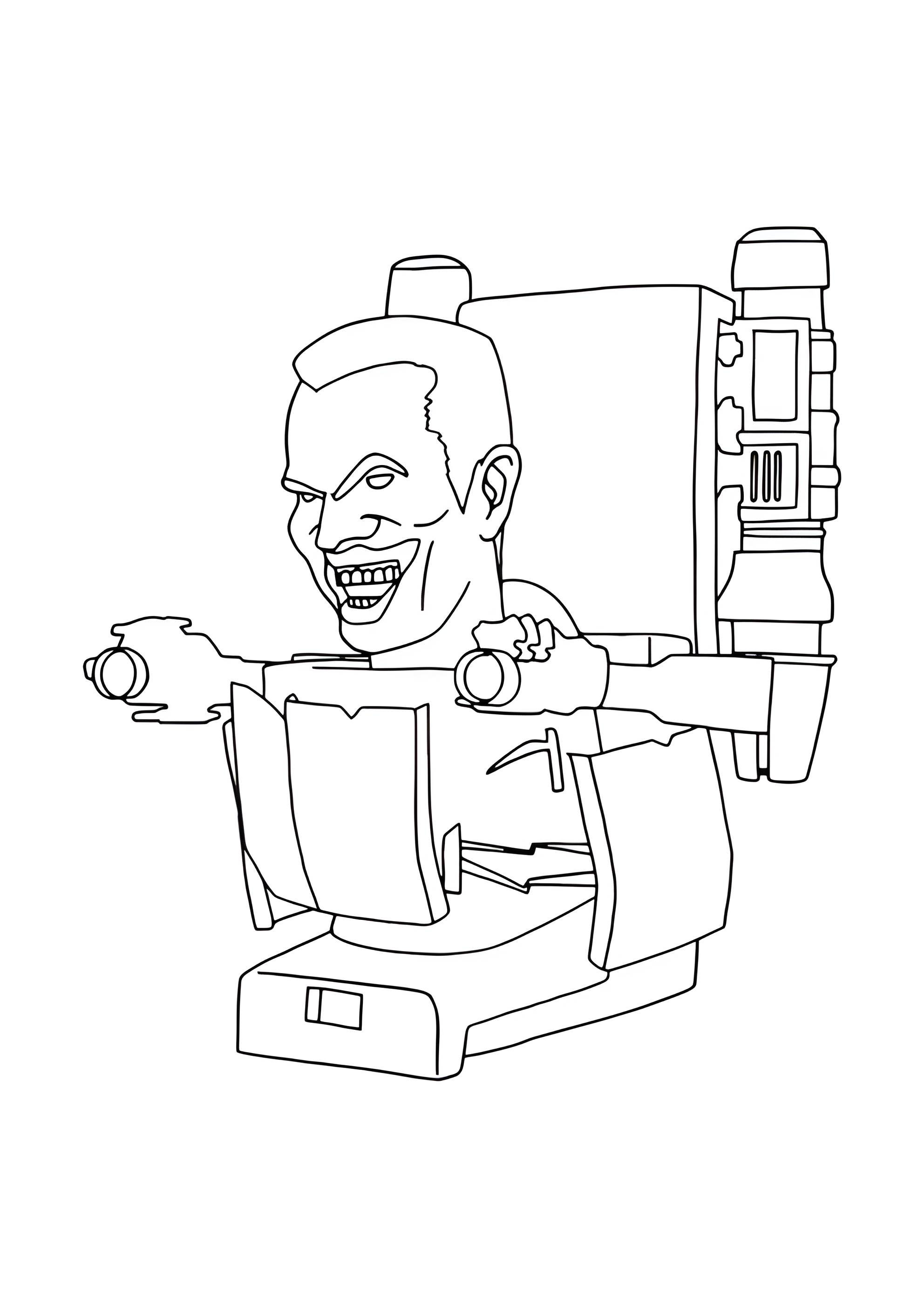 Раскраска Скибиди Туалет Огнемётчик