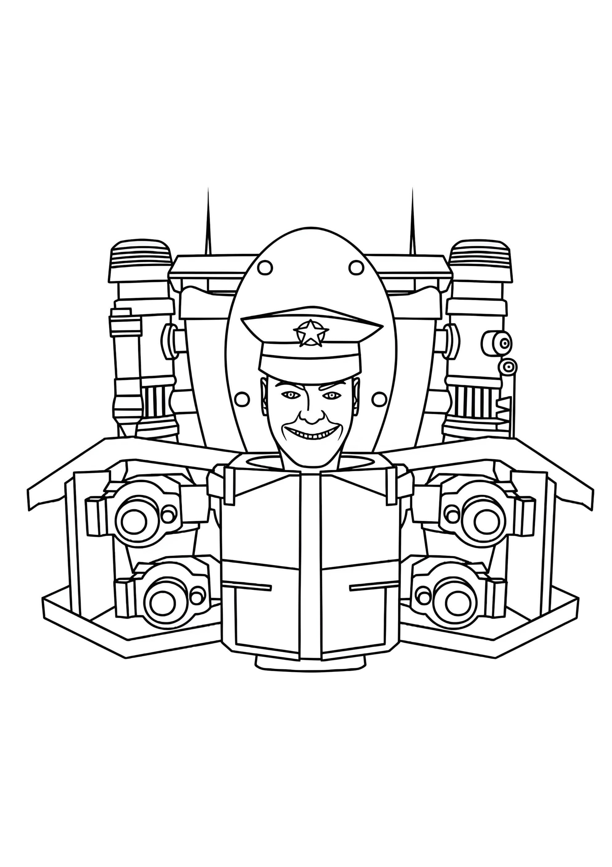 Раскраска Скибиди Туалет полицейский