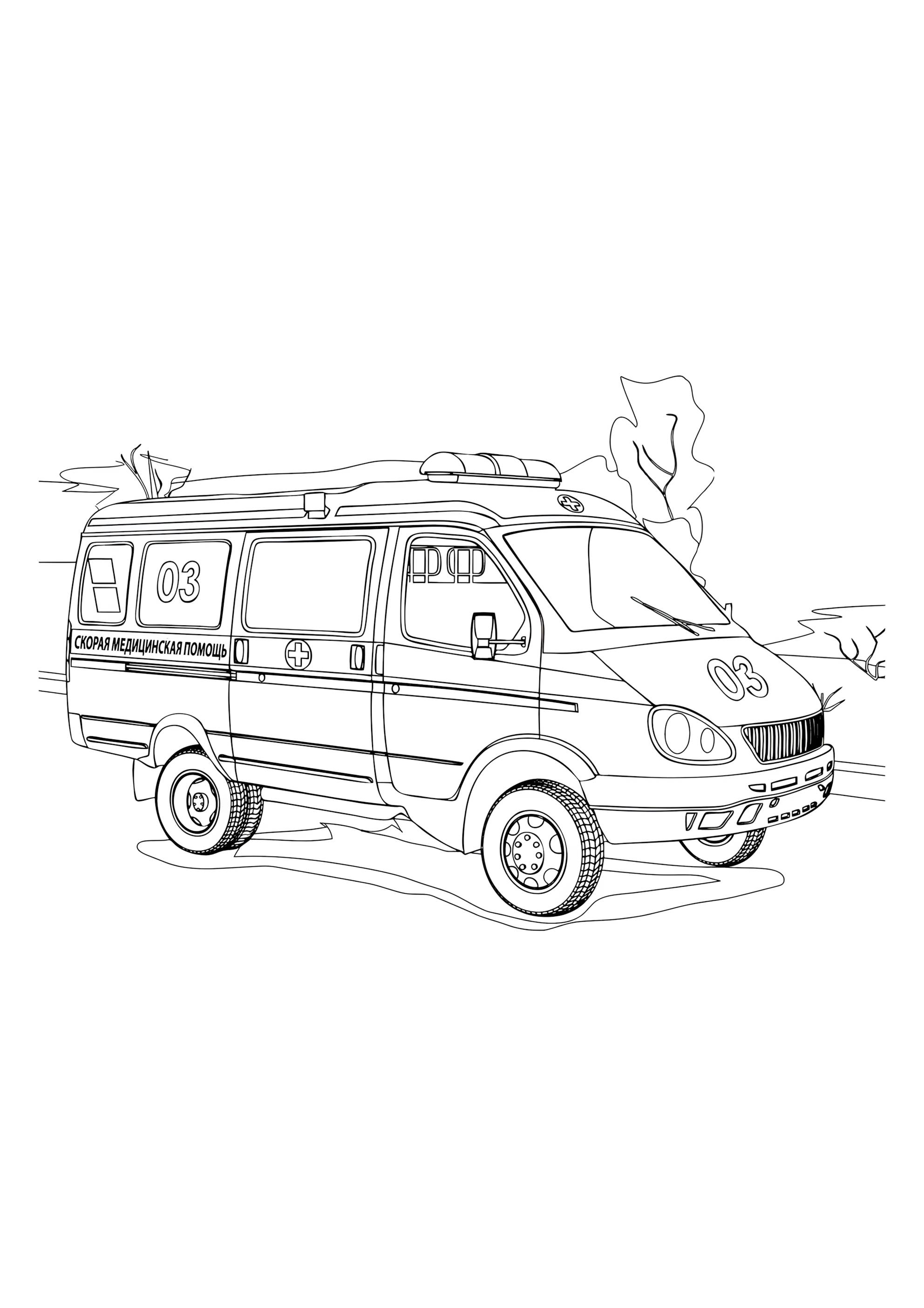 Раскраска Скорая медицинская помощь 03