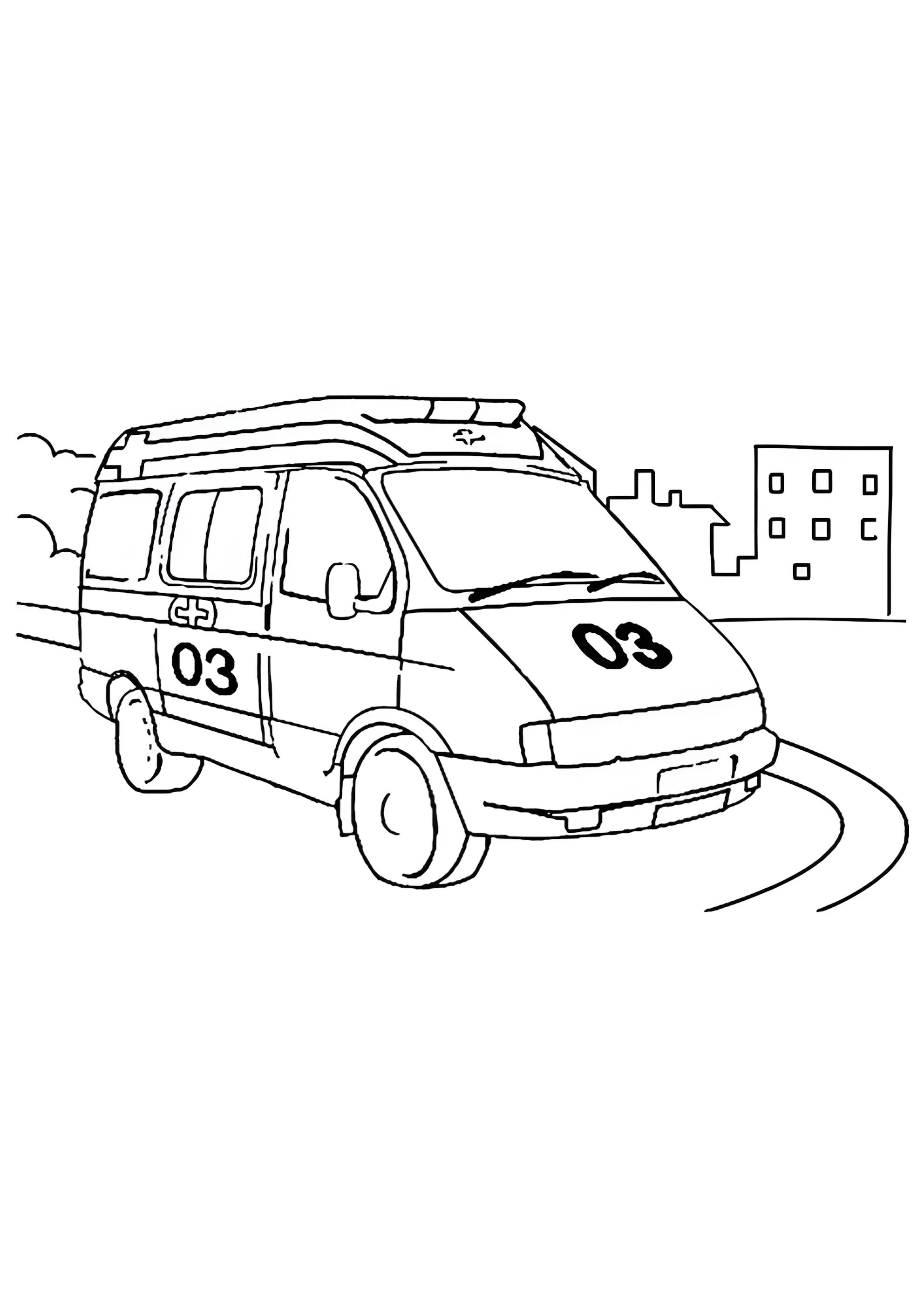 Раскраска Скорая помощь 103
