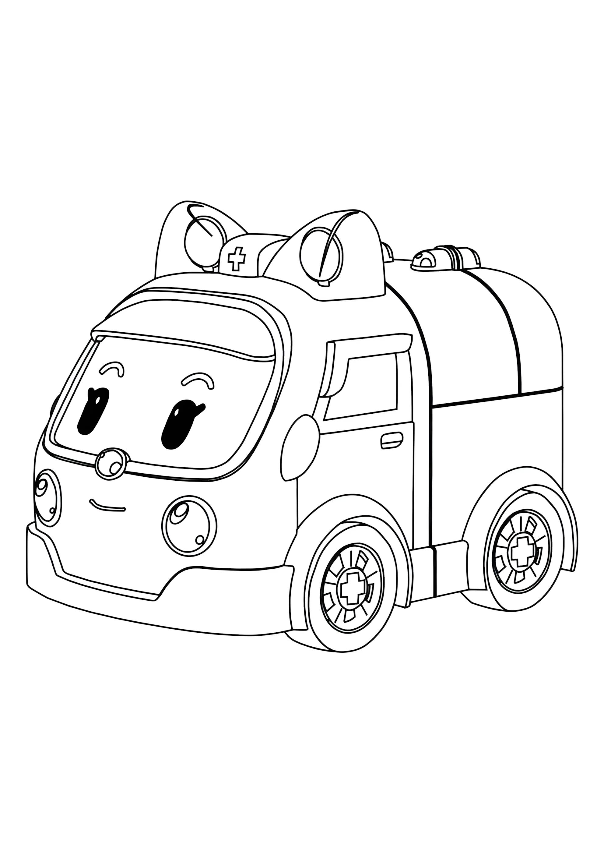 Раскраска Скорая помощь Эмбер из Робокар Поли