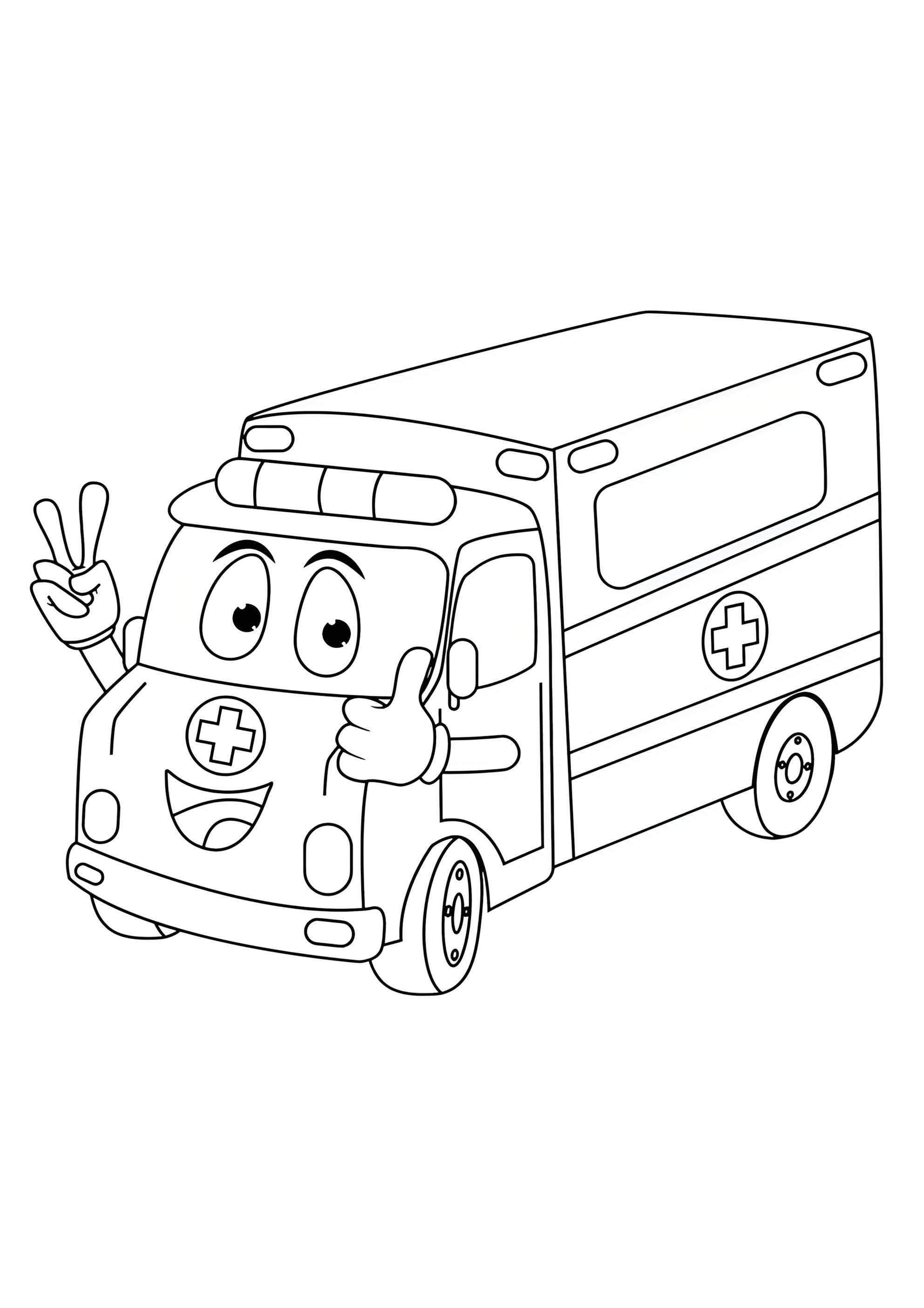 Раскраска Скорая помощь машина с глазками