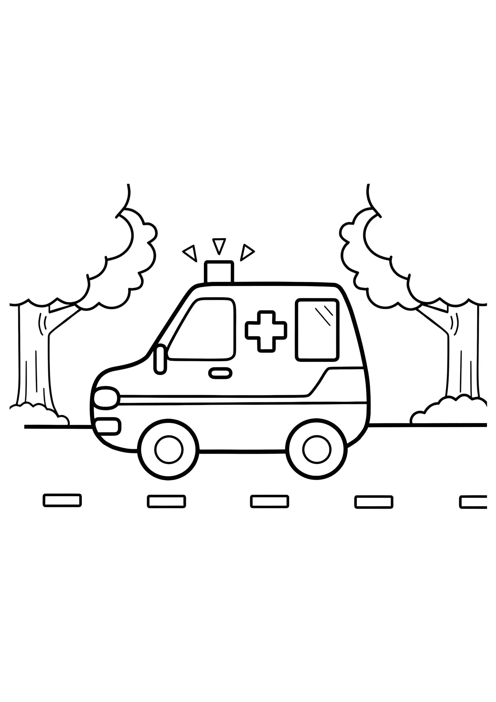 Раскраска Скорая помощь мчится в городе