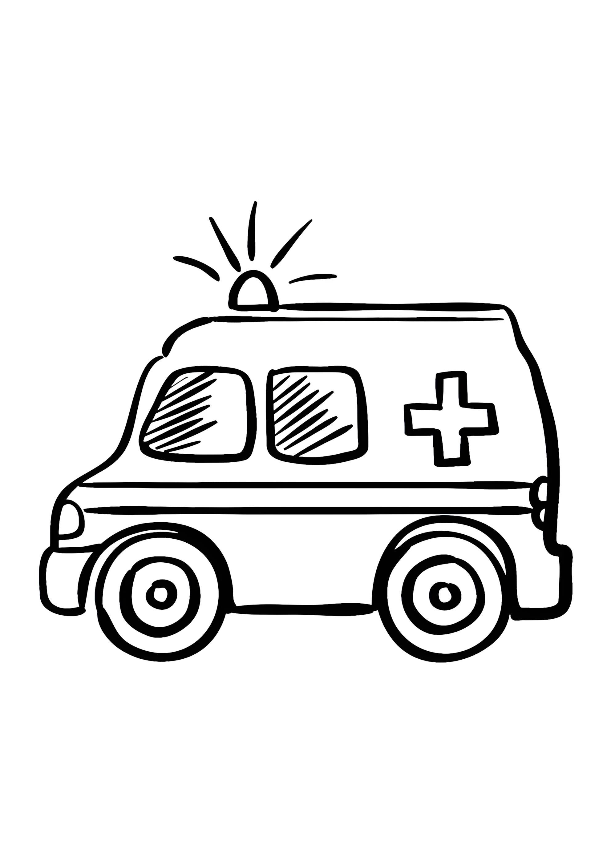 Раскраска Скорая помощь с мигалками