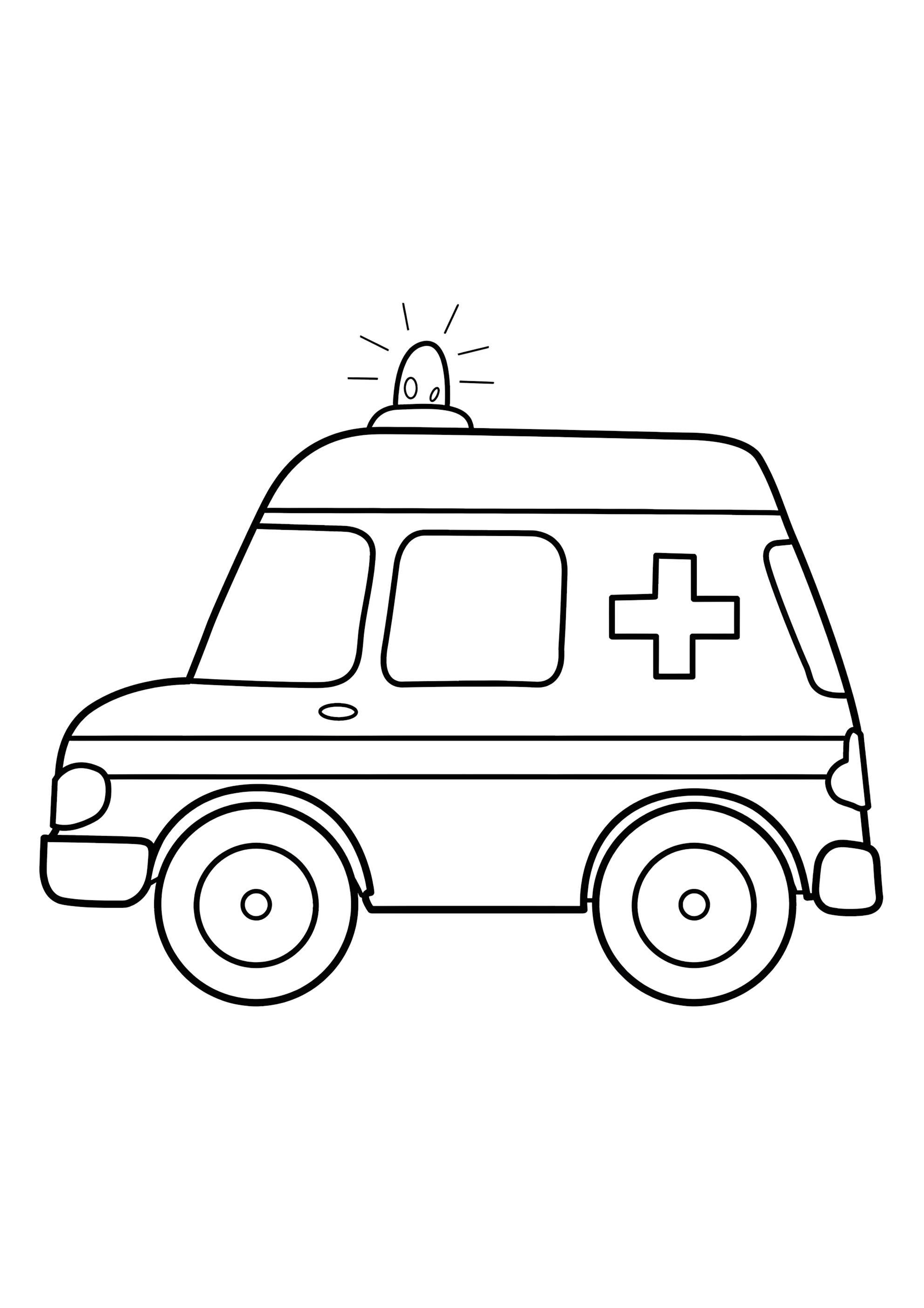 Раскраска Скорая помощь с мигалкой для малышей