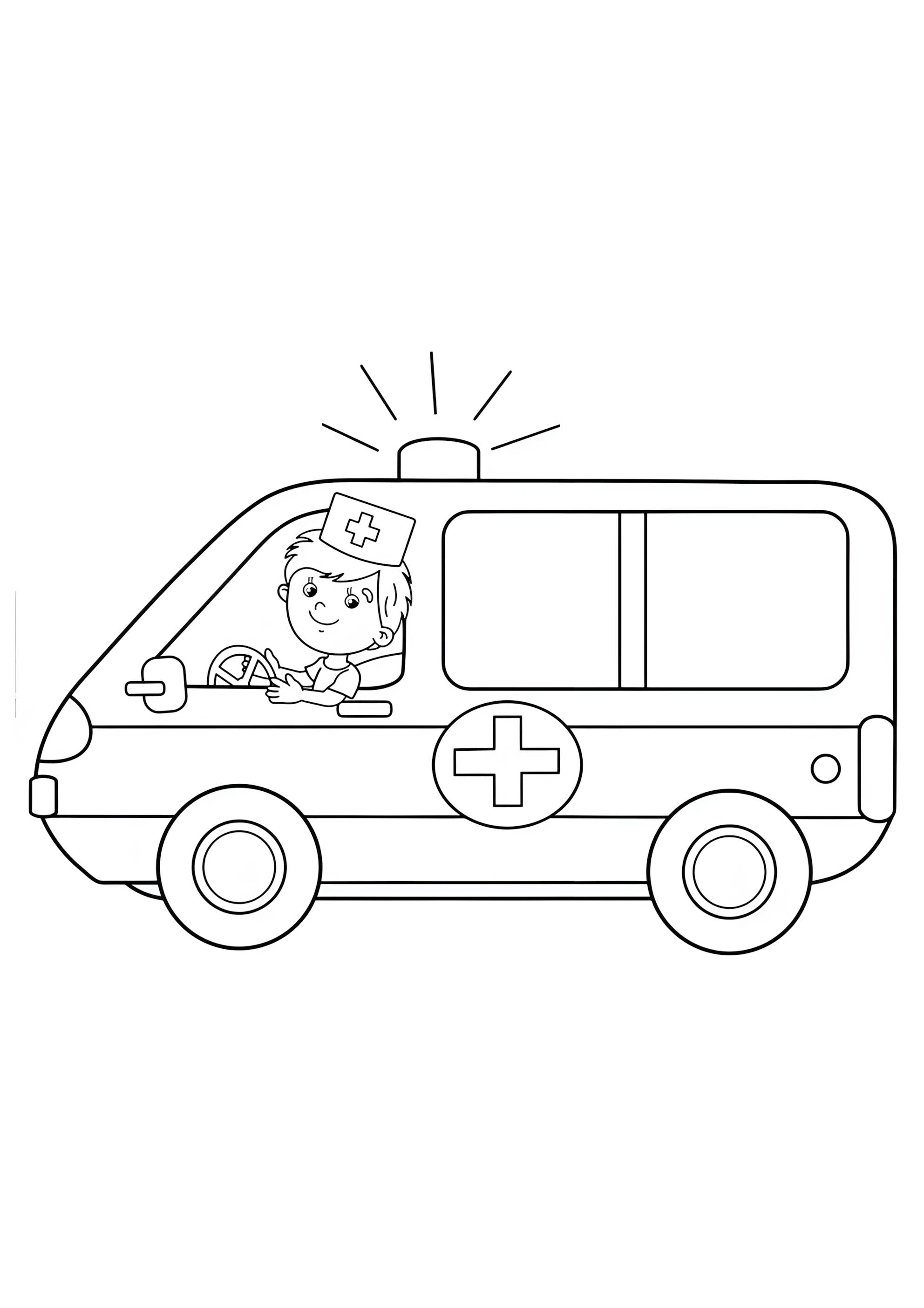 Раскраска Скорая помощь с водителем