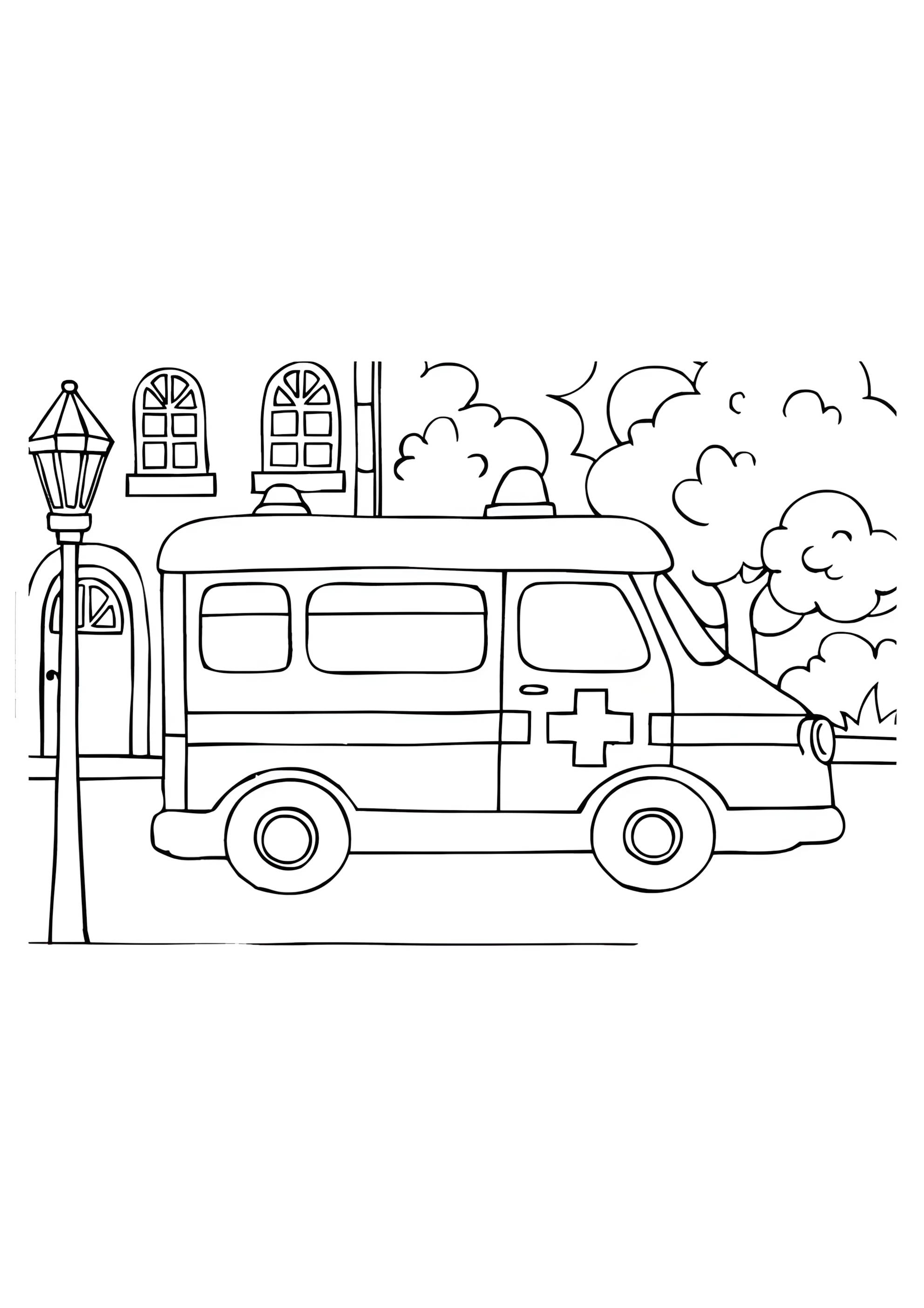 Раскраска Скорая помощь в городе