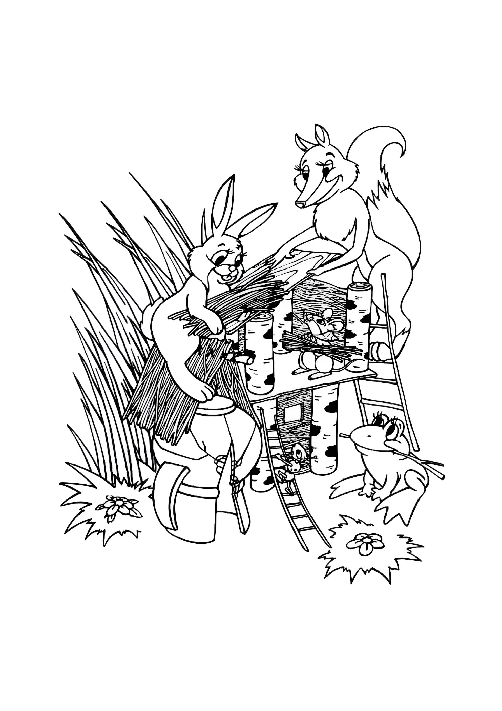 Раскраска Строительство Теремка