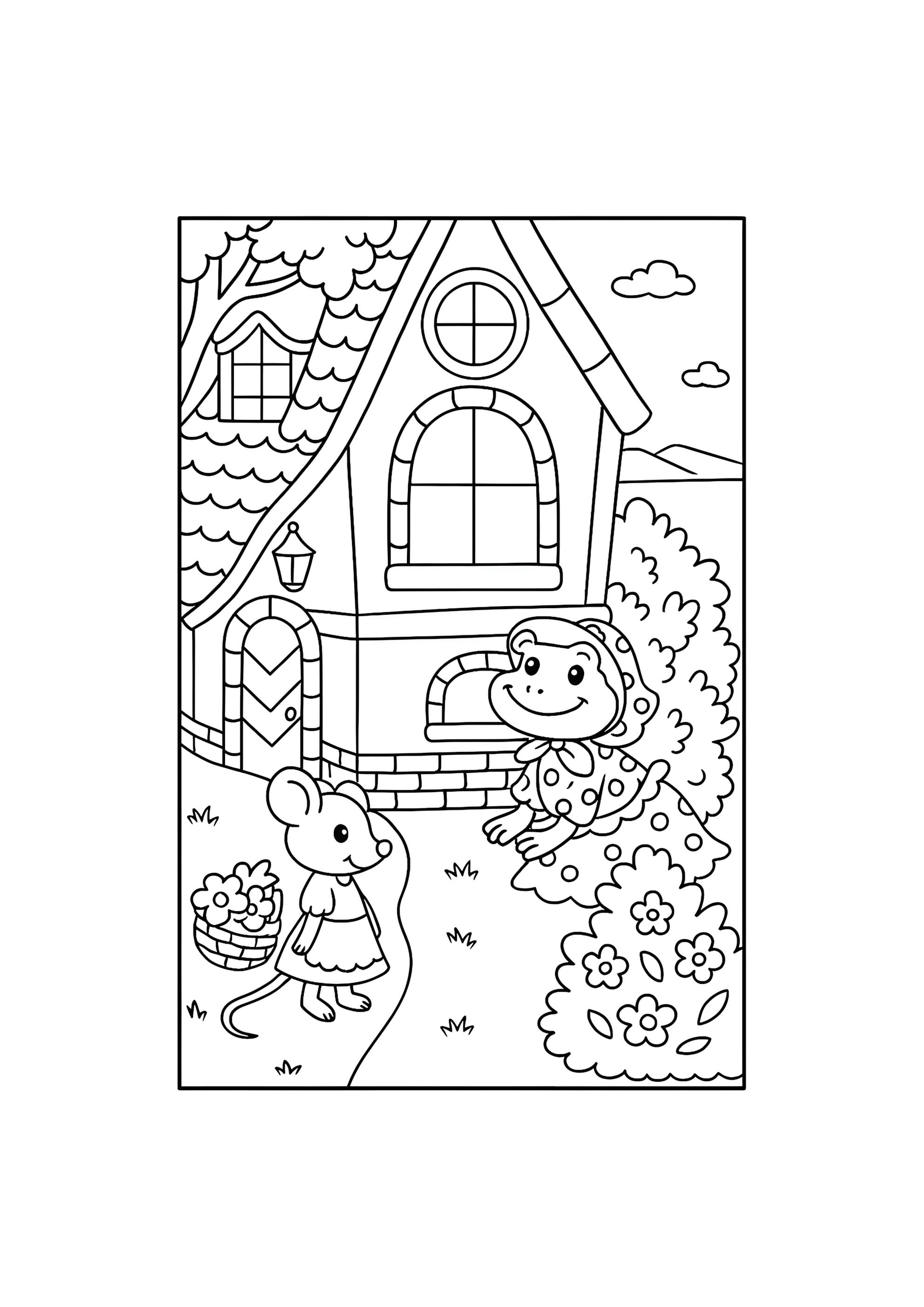 Раскраска Тереомк, лягушка и мышка