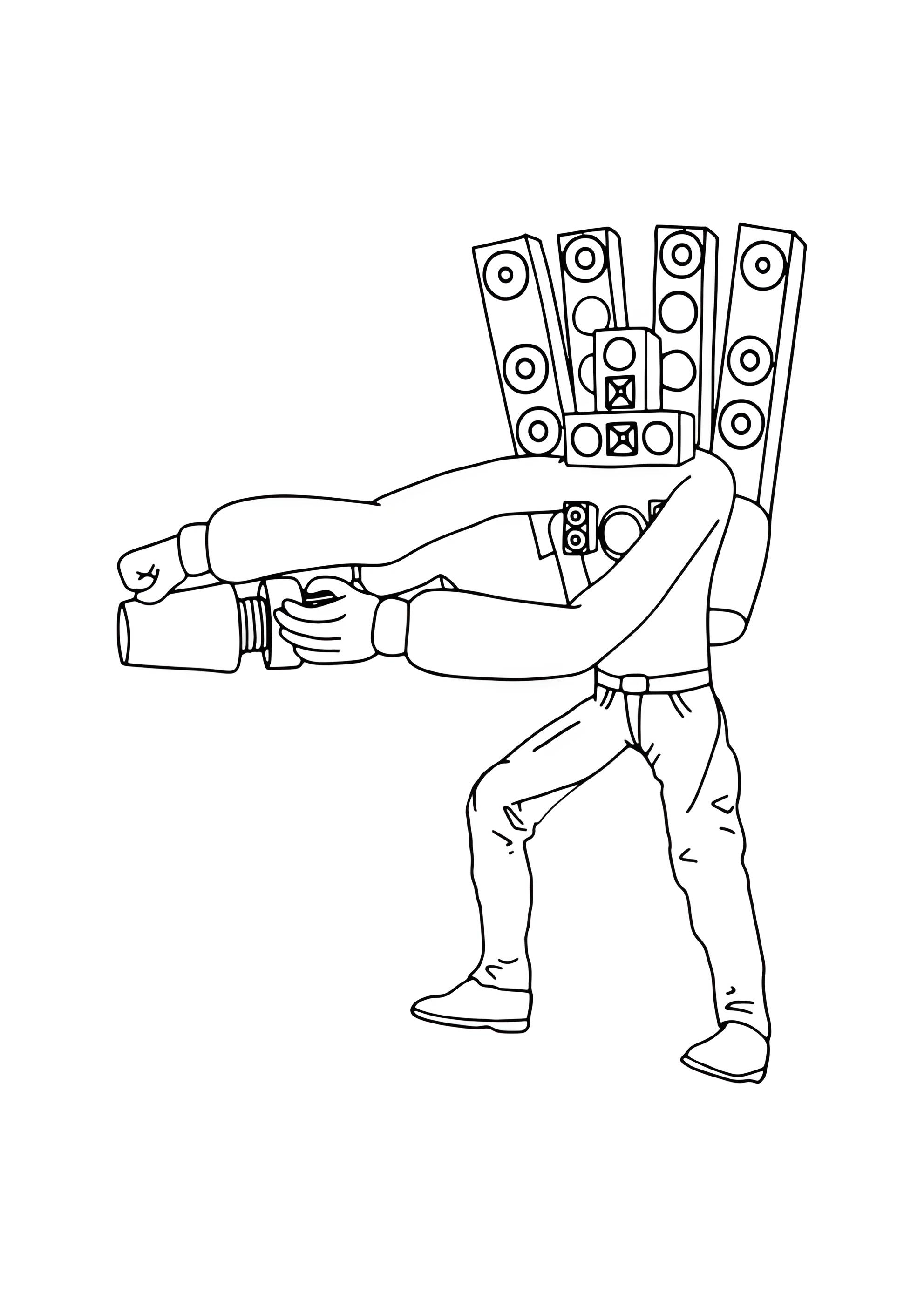 Раскраска Титан СпикерМен с оружием