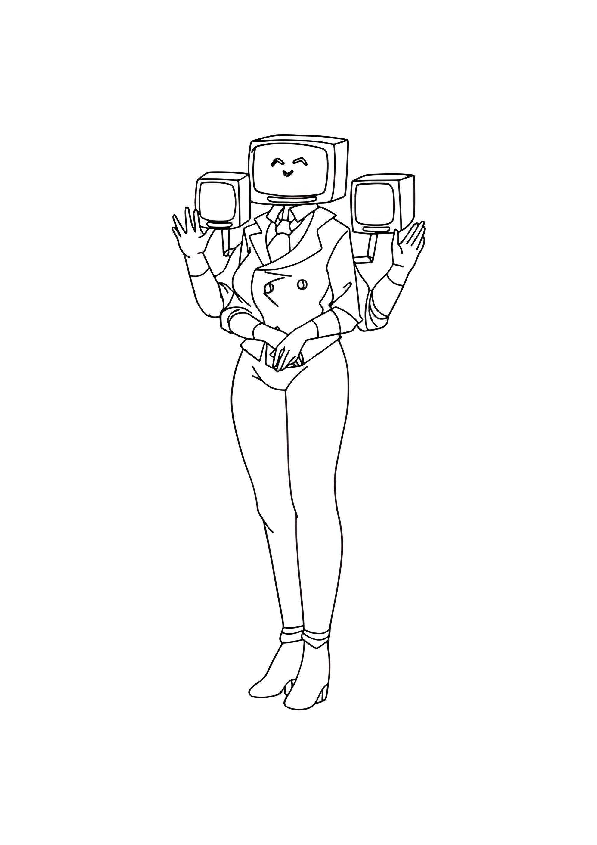 Раскраска Тройная ТВ Вумен