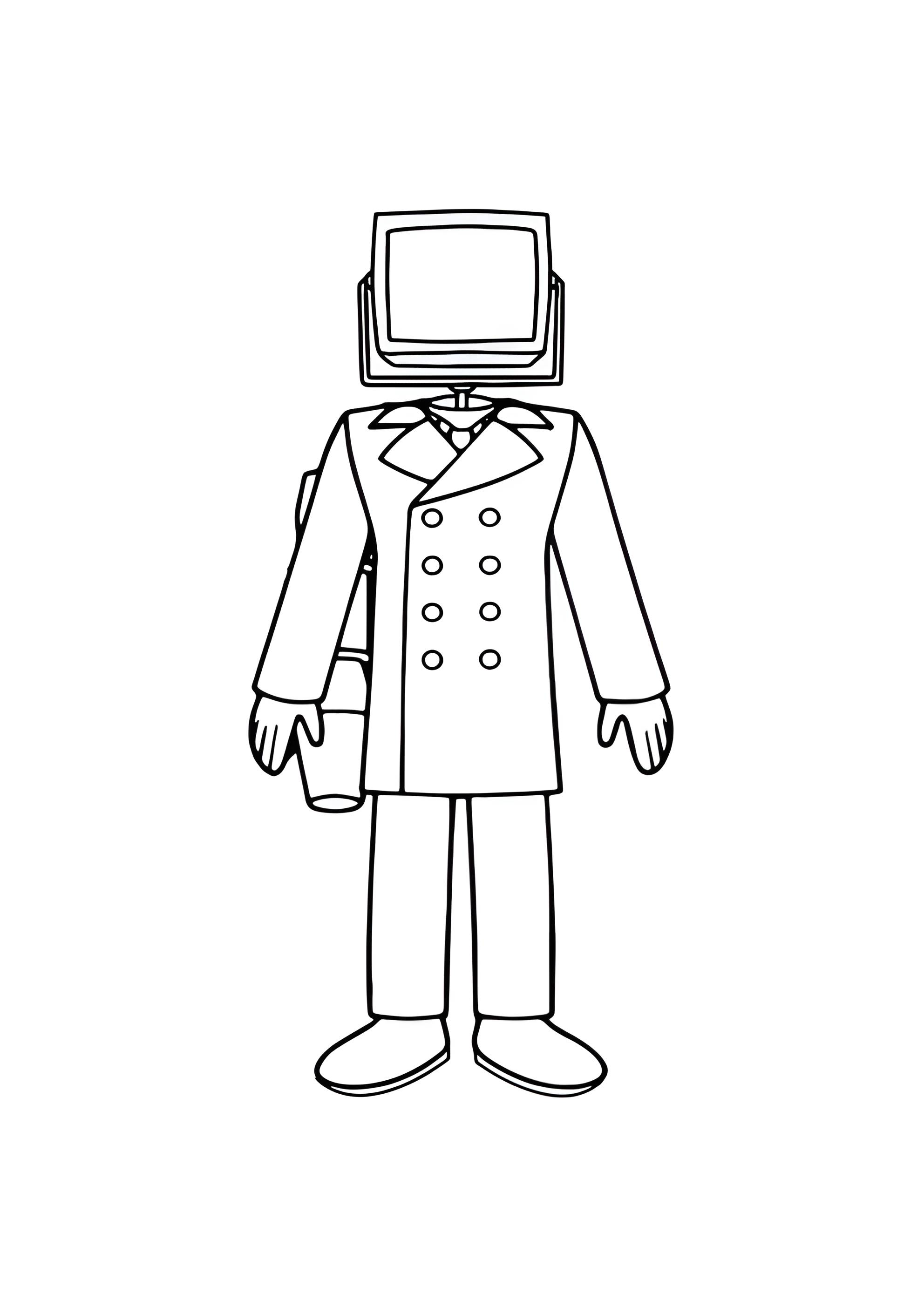 Раскраска ТВ Мен в костюме