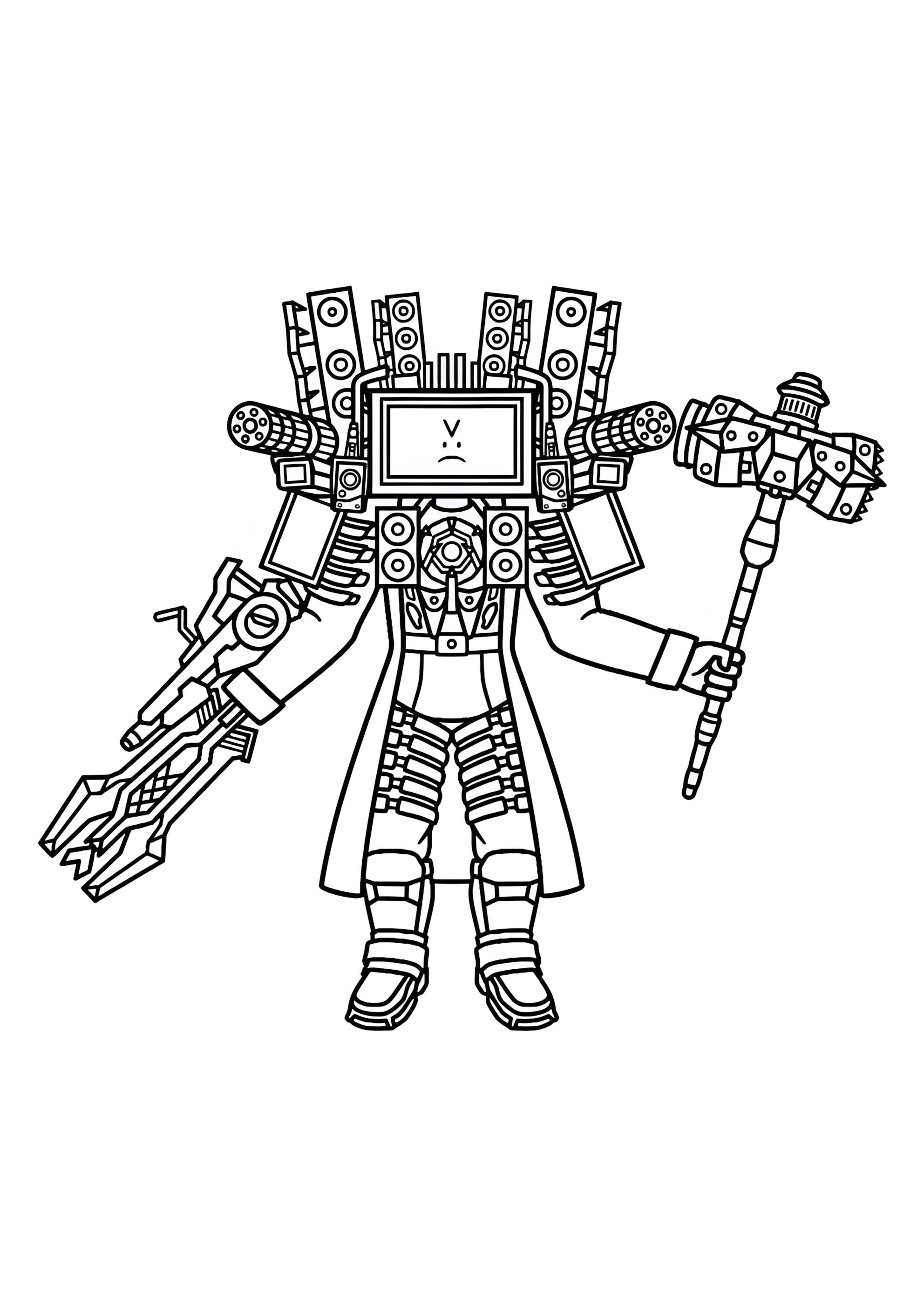 Раскраска Tv + speaker + cameraman titan