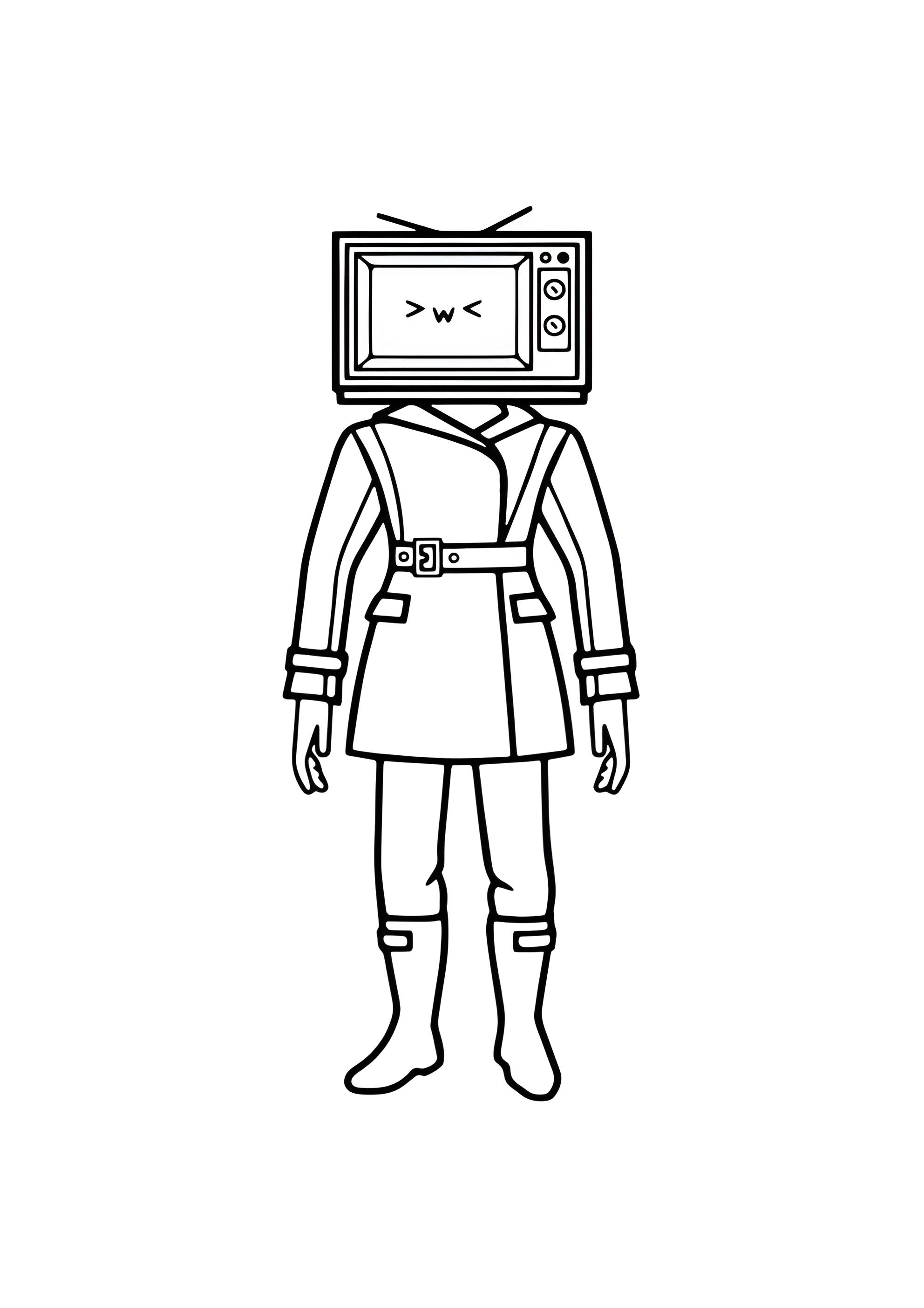 Раскраска ТВ Вумен для малышей