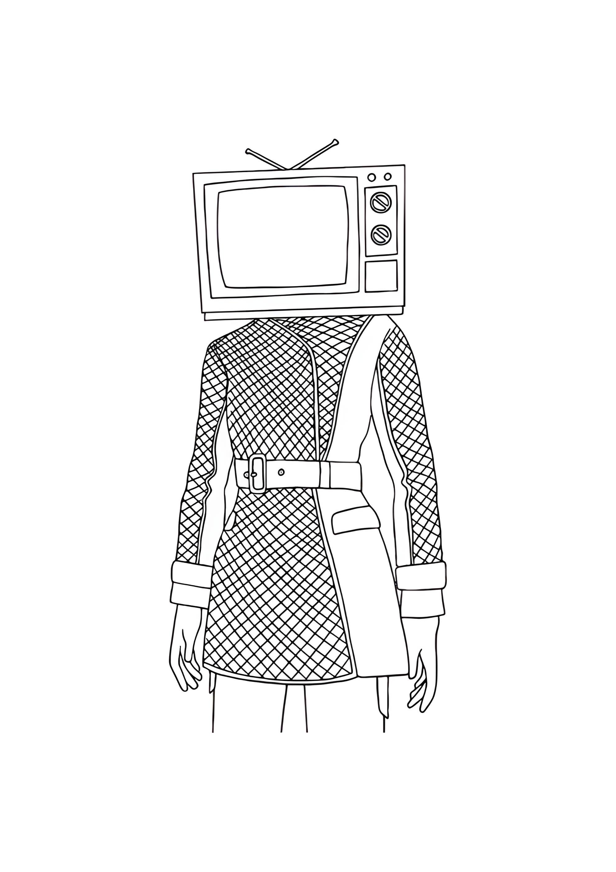 Раскраска ТВ Вумен из Скибиди Туалет