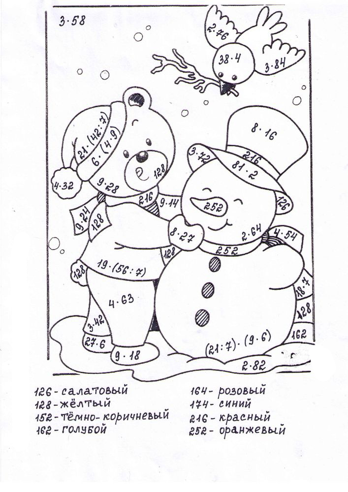 Раскраска Умножение и деление раскраска