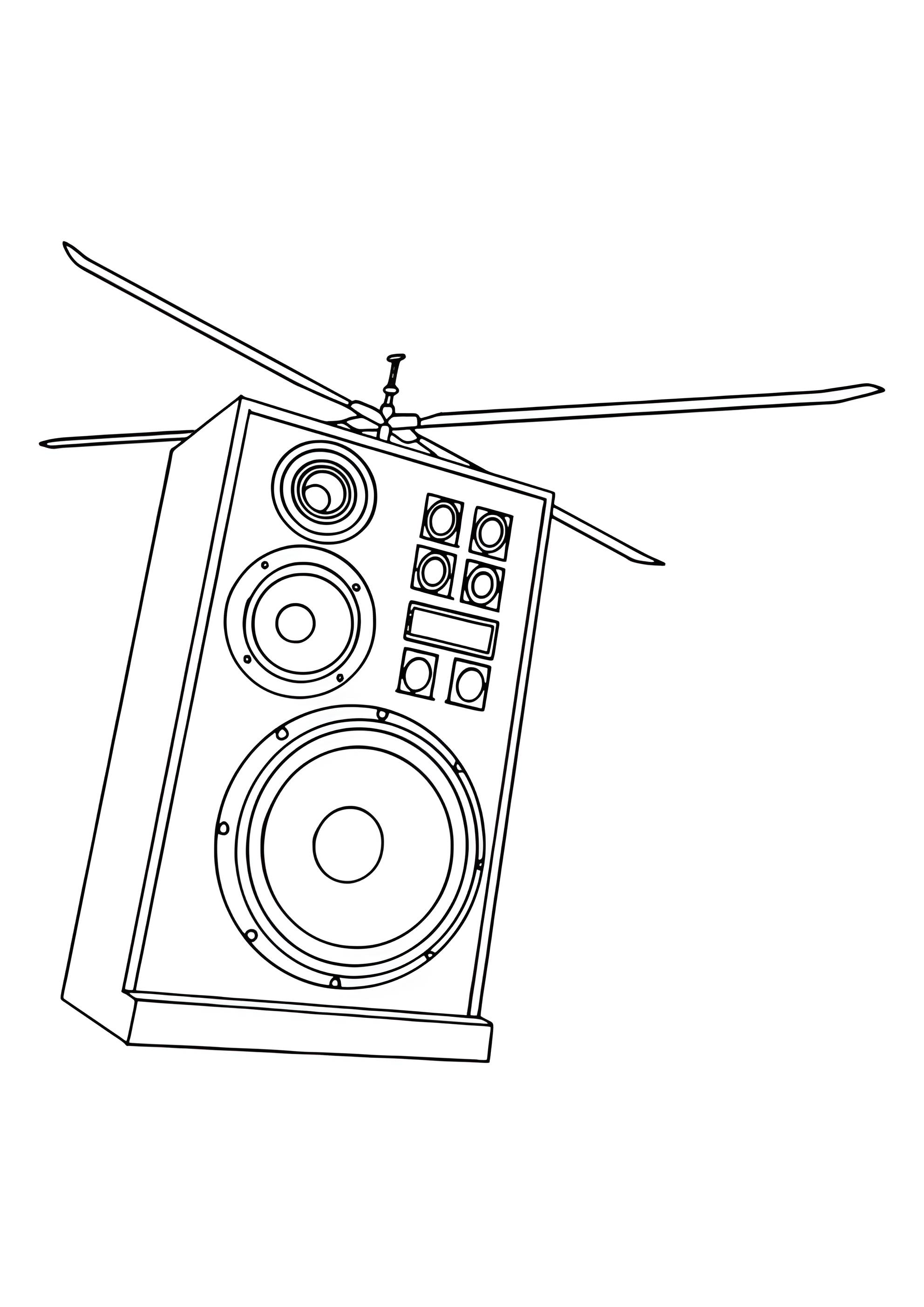 Раскраска Вертолет Колонка из Скибиди Туалет