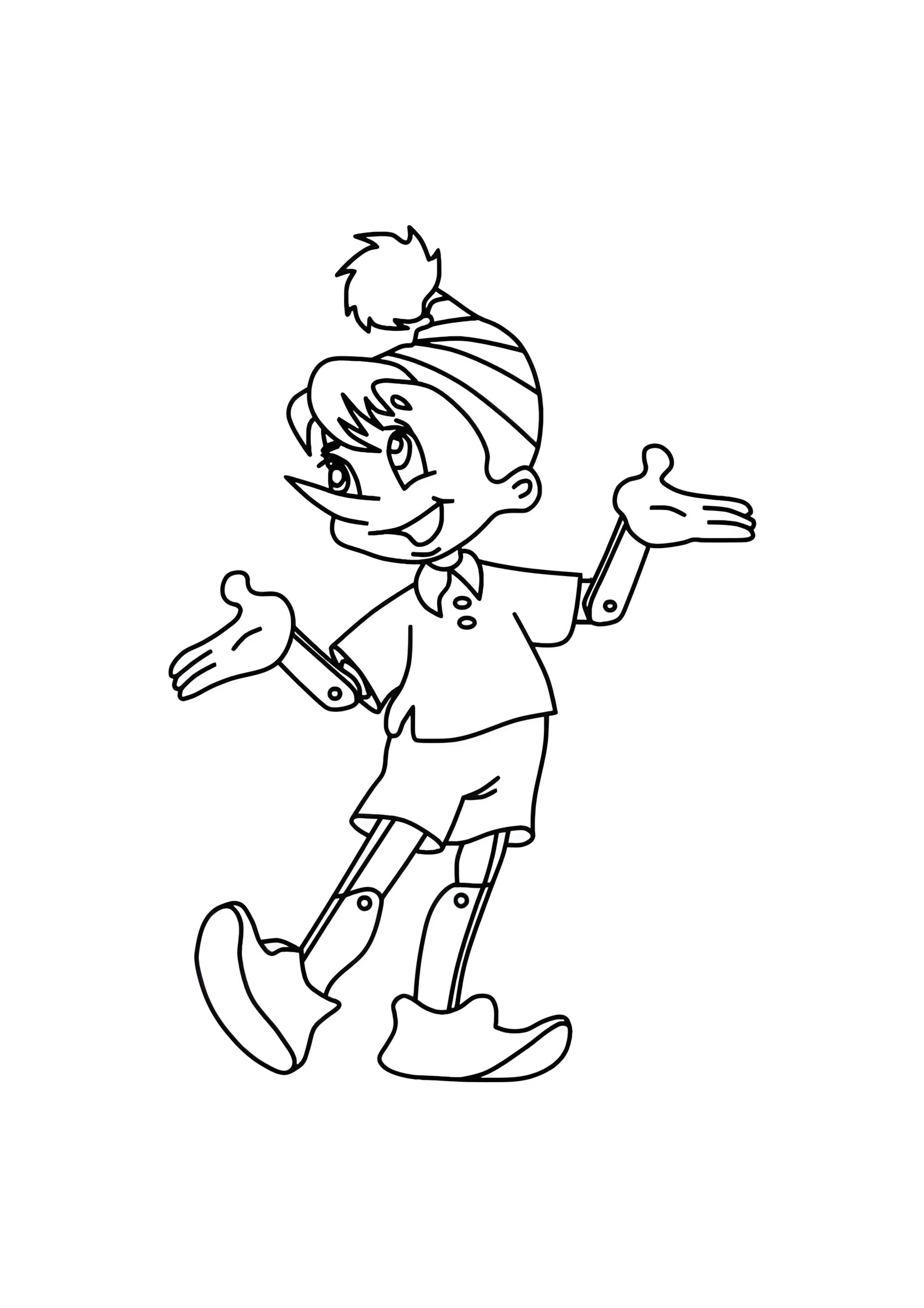 Раскраска Веселый Буратино