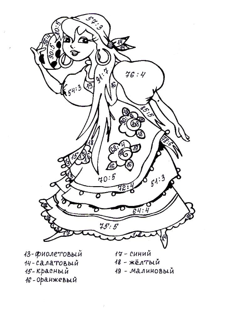 Раскраска Внетабличное деление