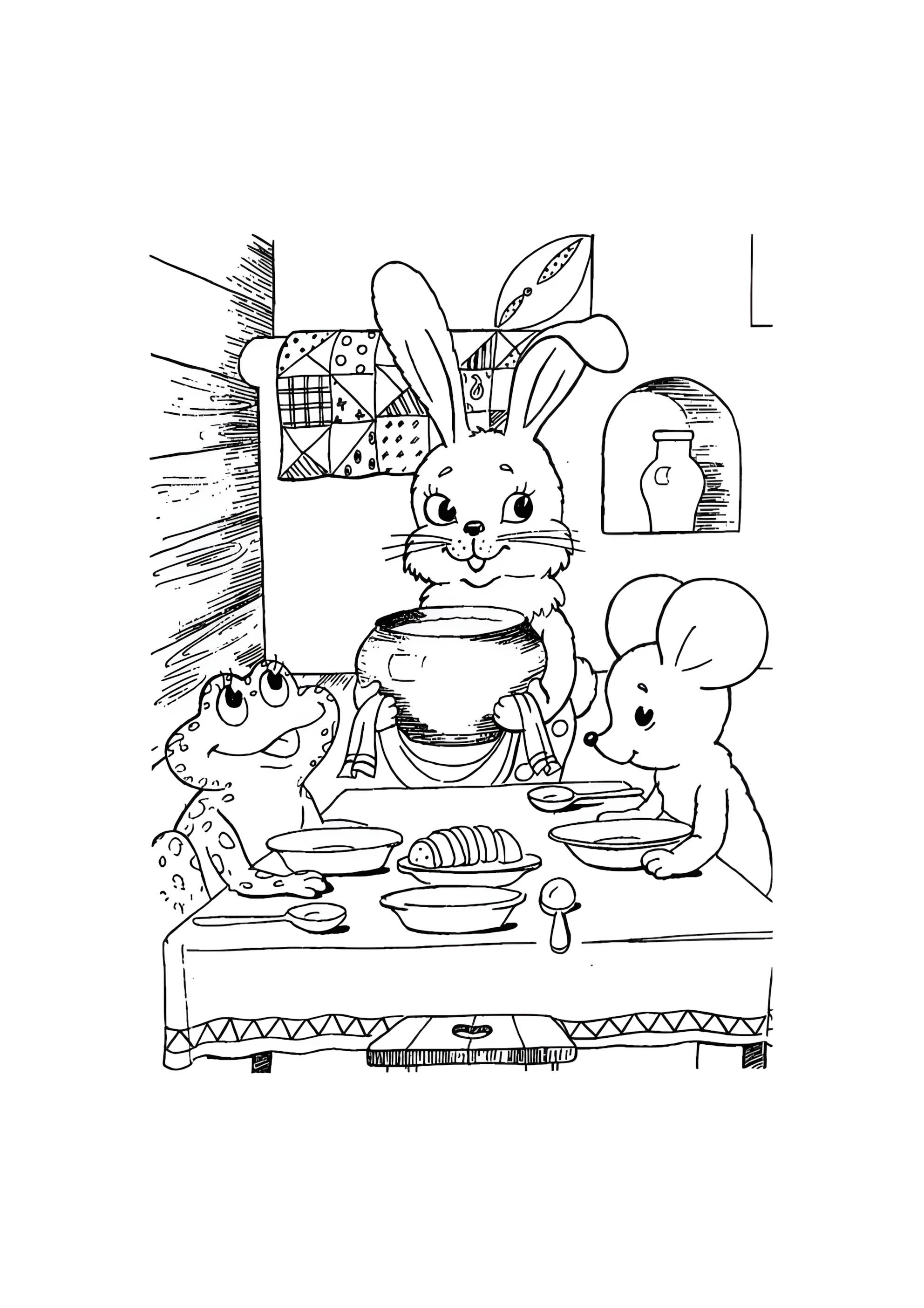 Раскраска Живут и дружат Теремок