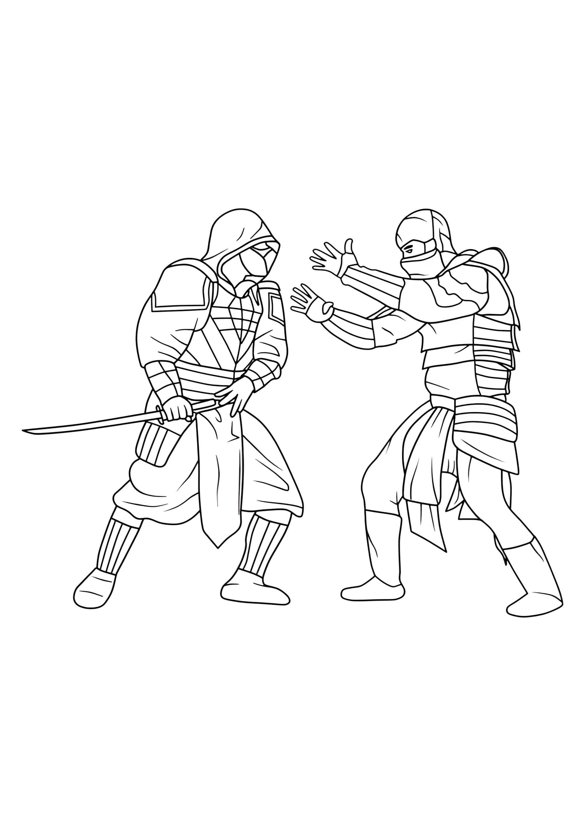 Раскраска Бой началася Мортал Комбат