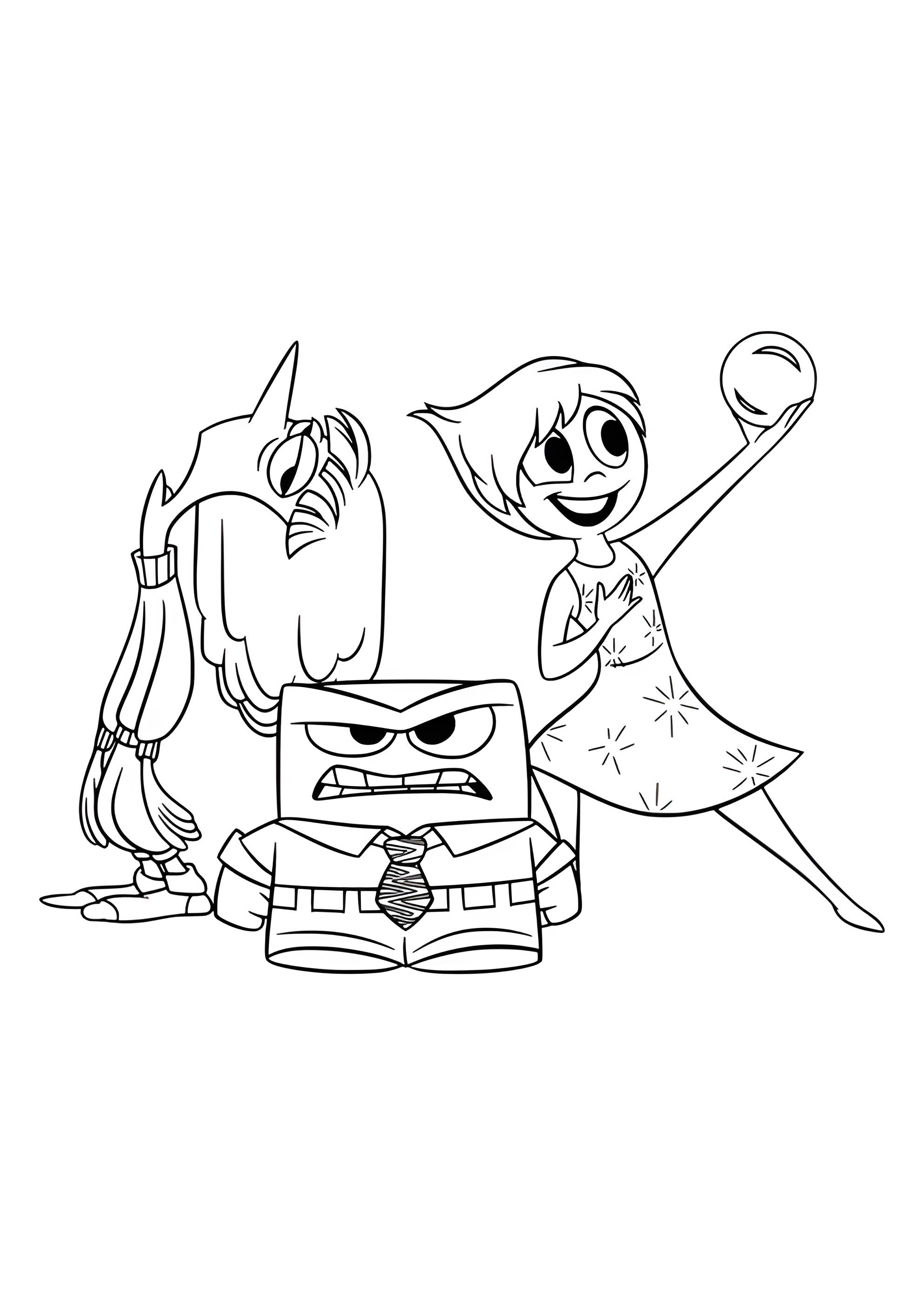 Раскраска Эмоции Хандра, Гнев и Радость