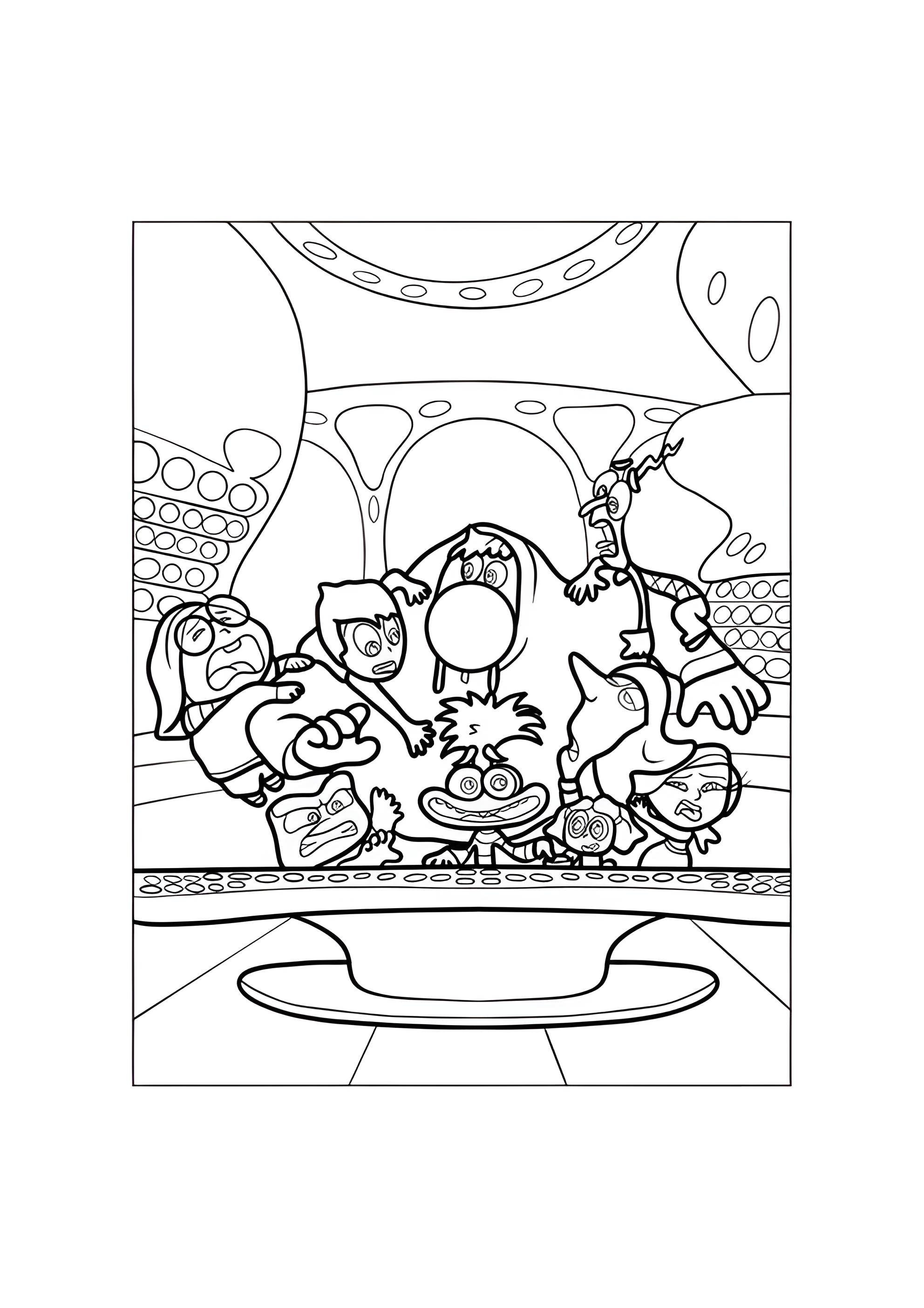 Раскраска Эмоции Райли за пультом управления