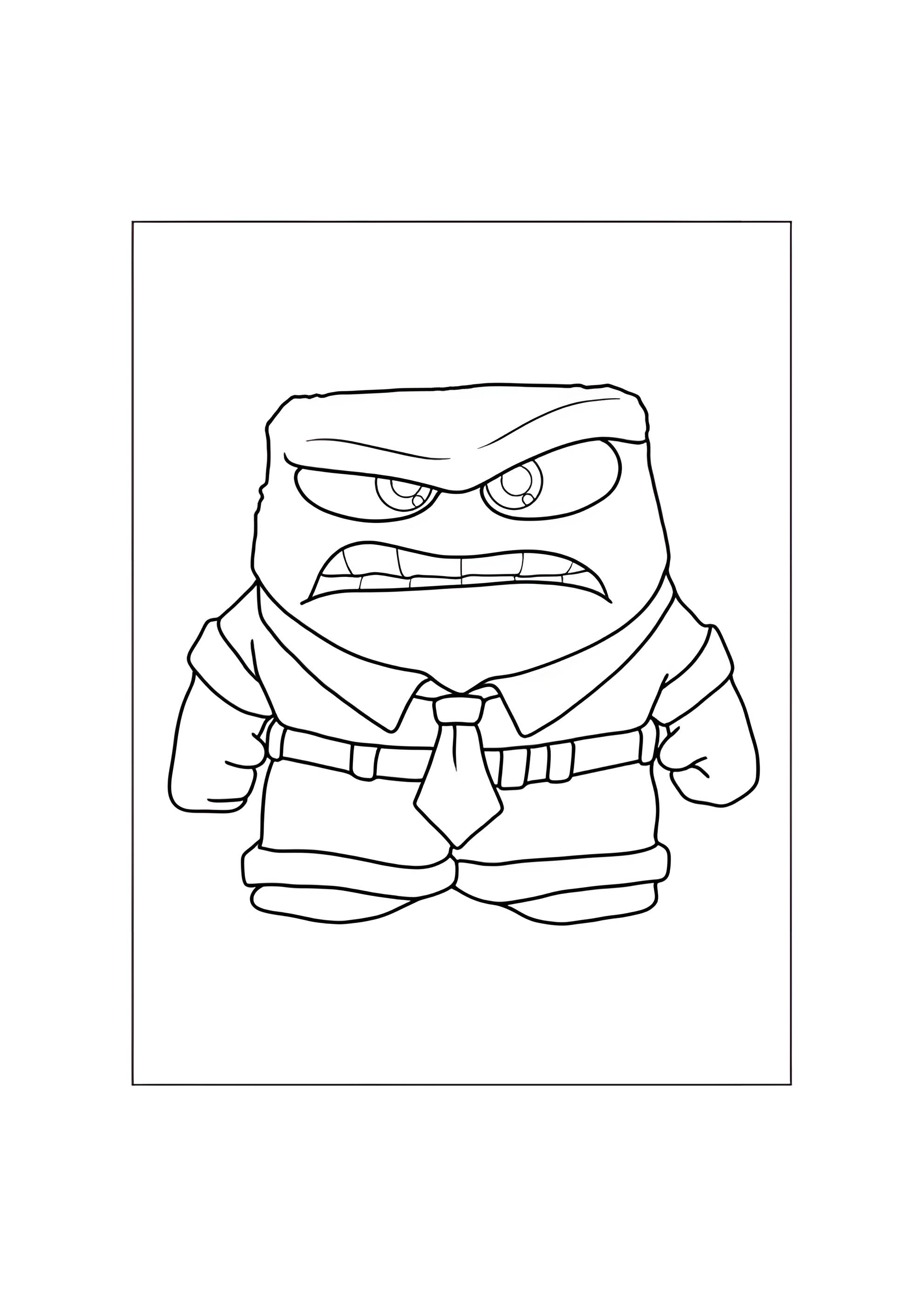 Раскраска Эмоция Гнев с нахмуренными бровями