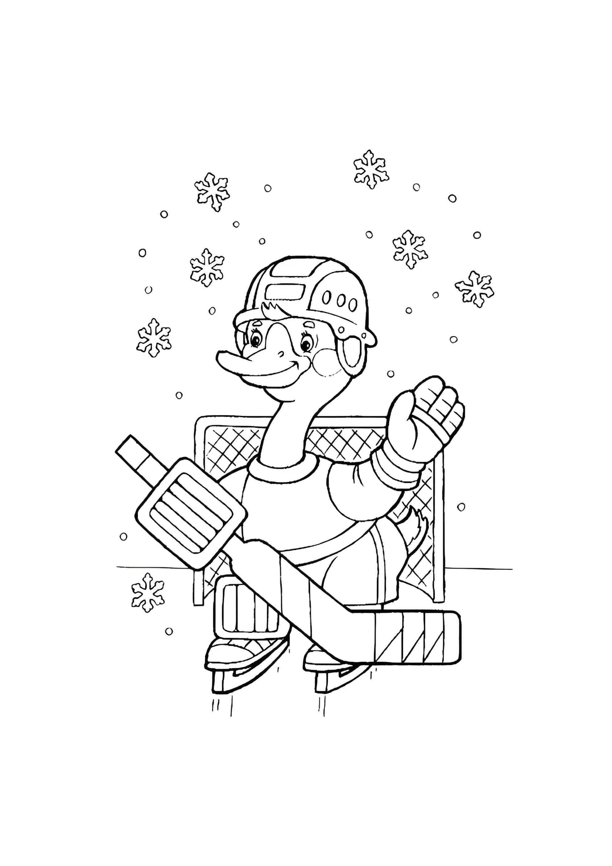 Раскраска Гусь хоккей