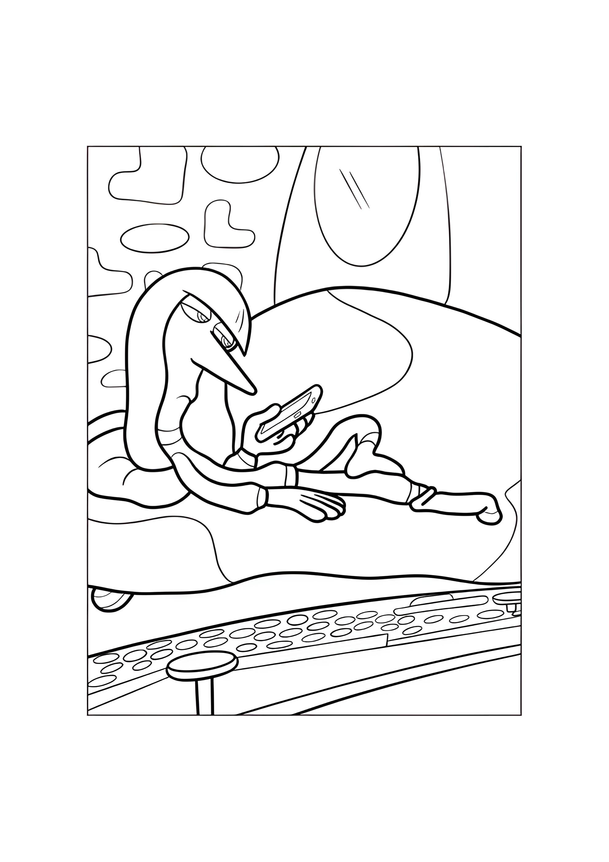 Раскраска Хандра лежит на диване