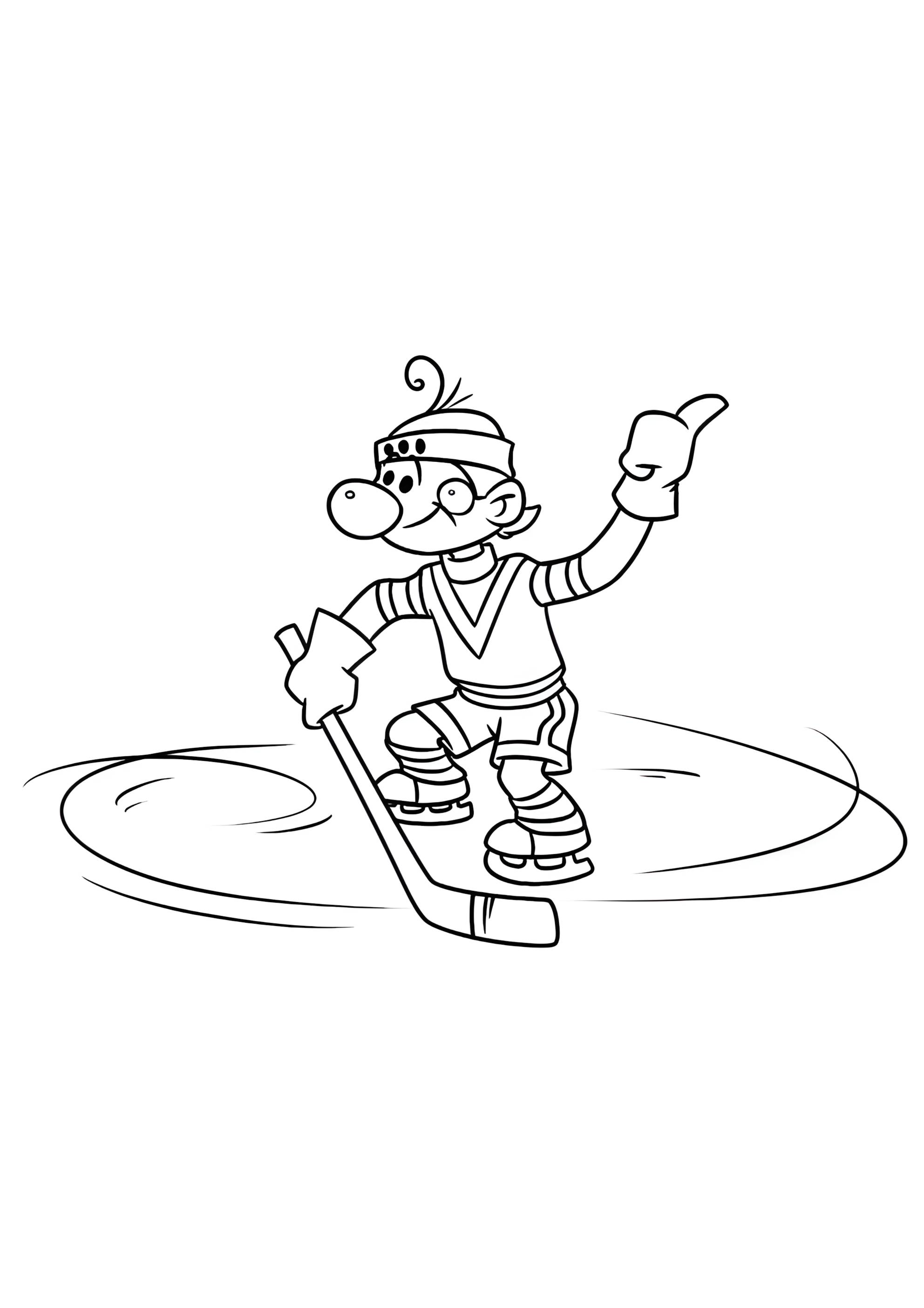 Раскраска Хоккеист из мультика