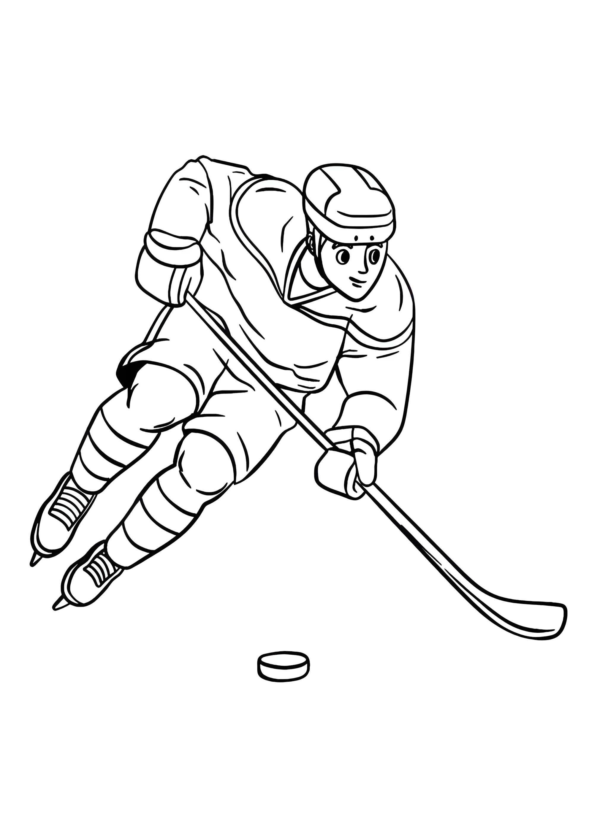 Раскраска Хоккеист с шайбой