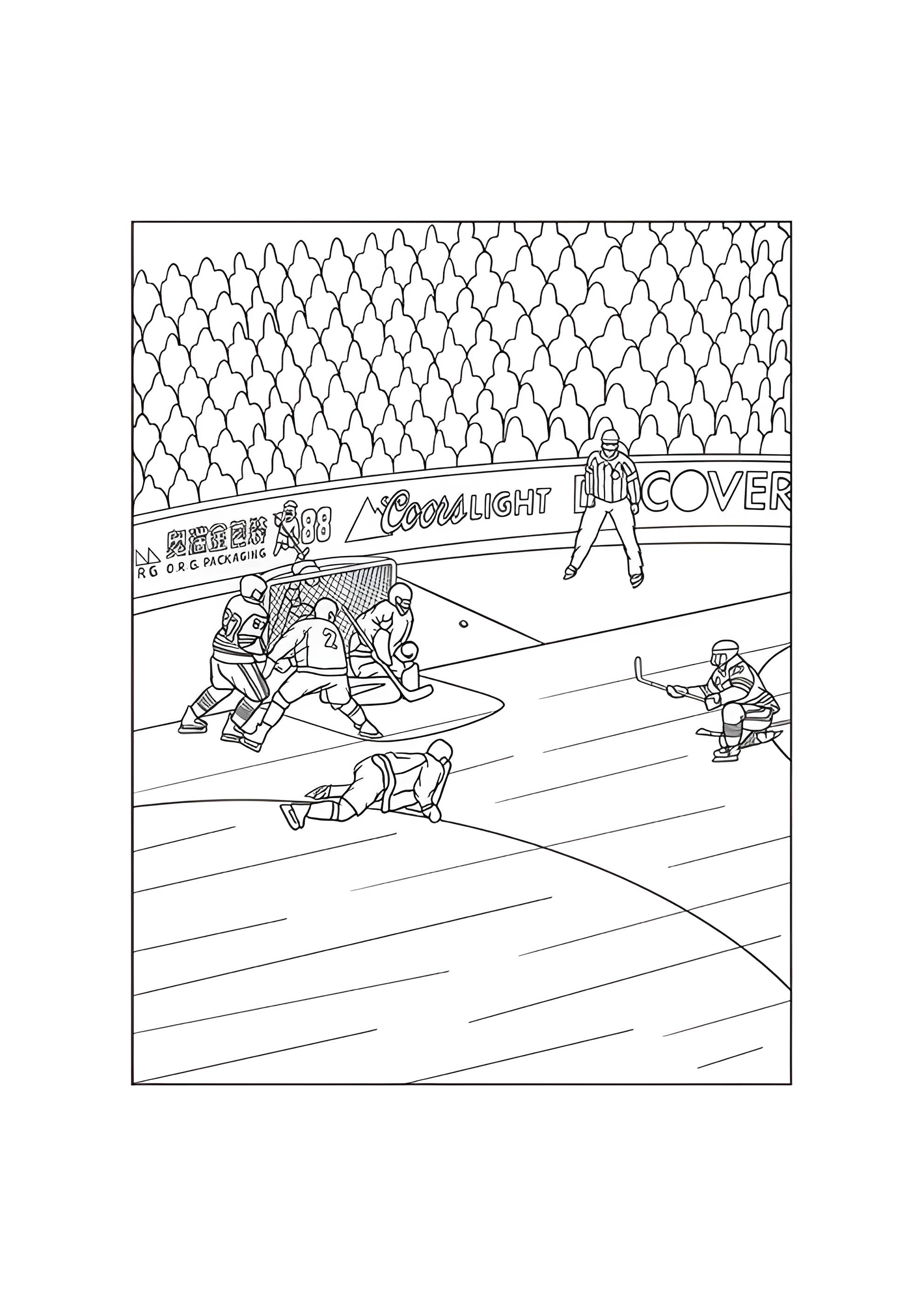 Раскраска Хоккейный матч