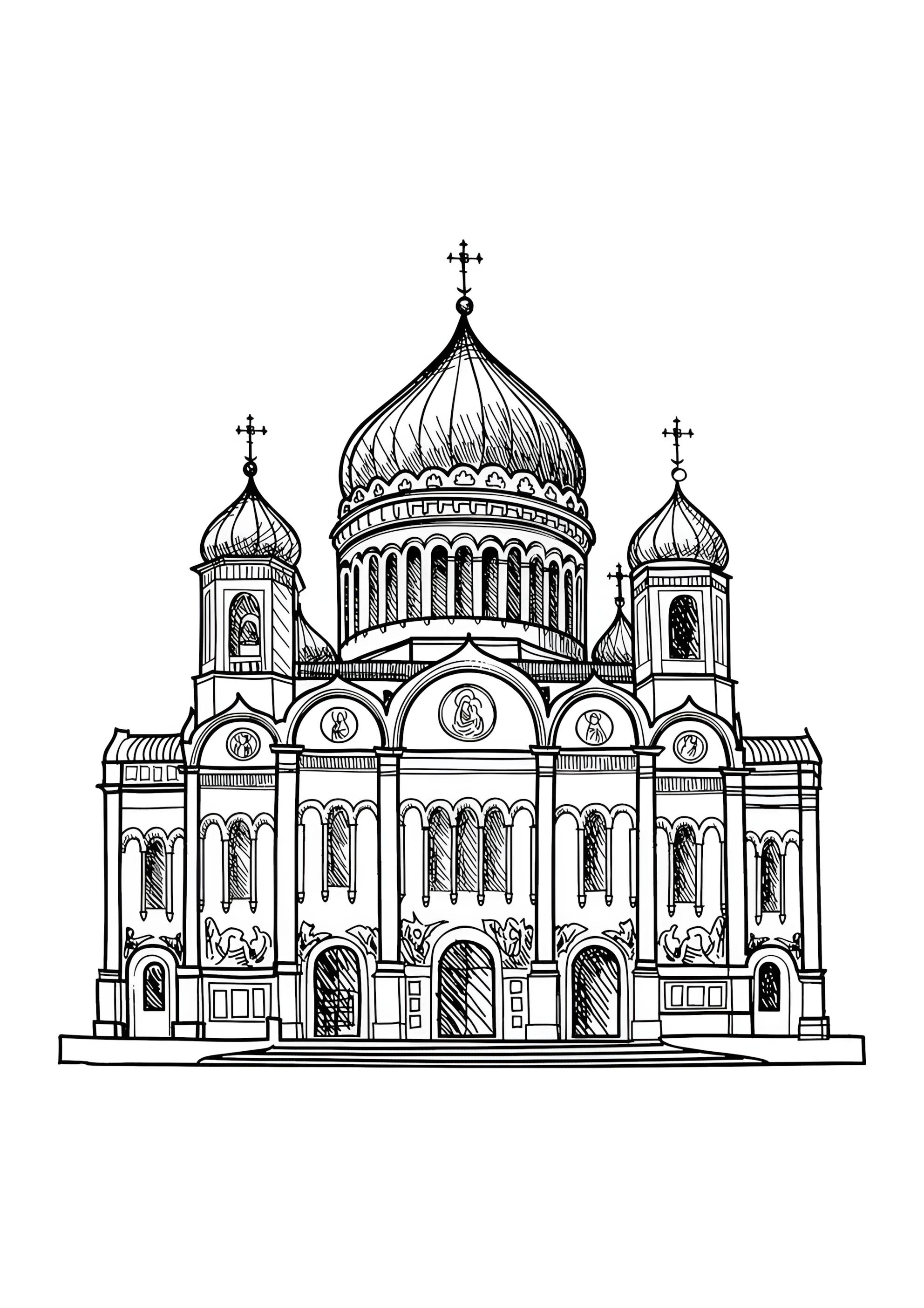 Раскраска Храм Москва достопримечательность