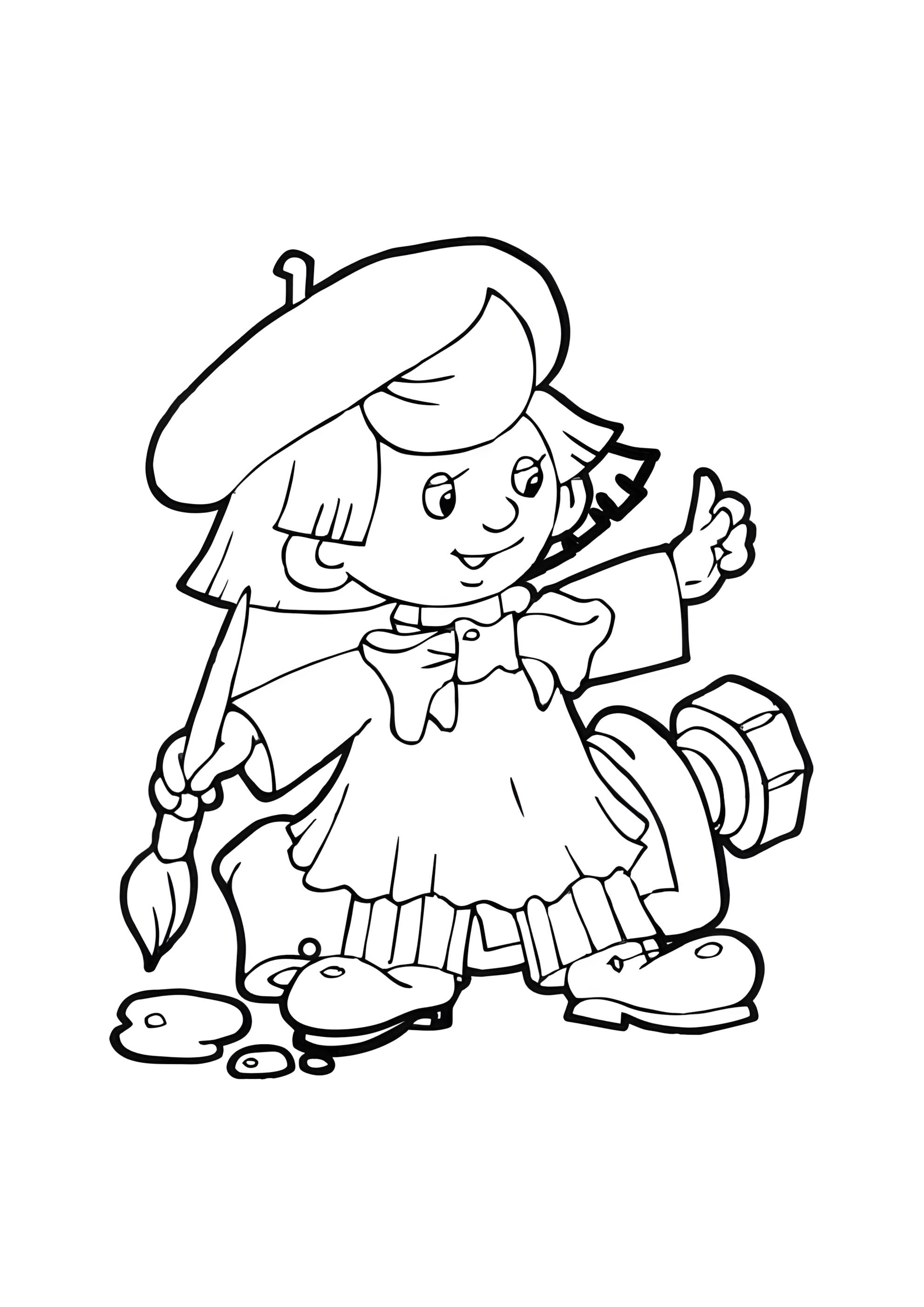 Раскраска Художник Тюбик друг Незнайки