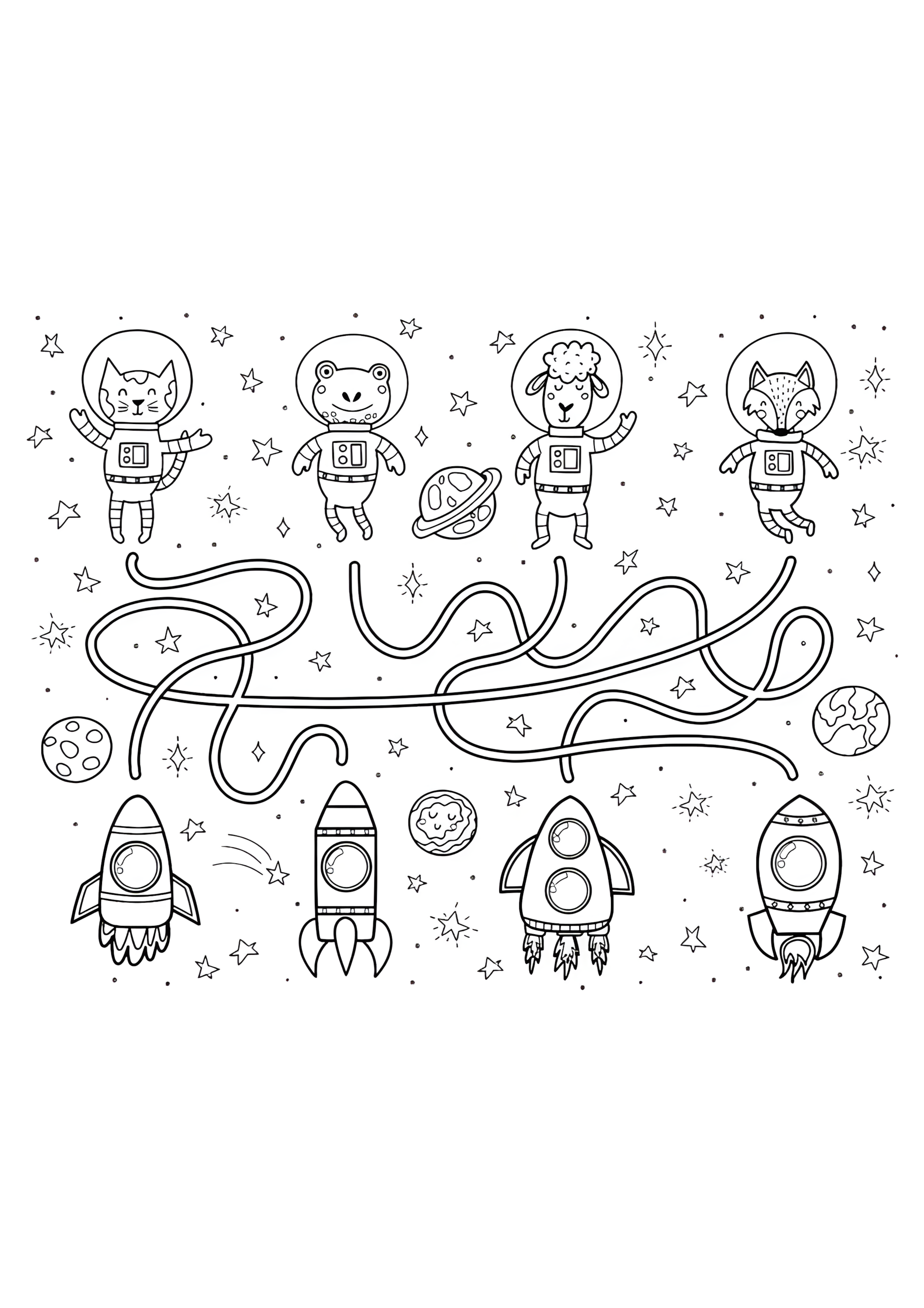 Раскраска Космический лабиринт