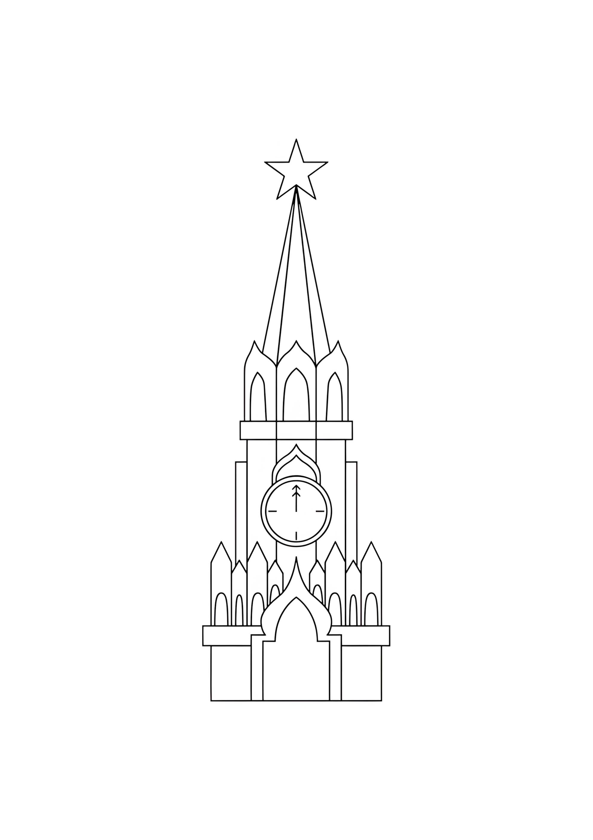 Раскраска Кремль часы Москва