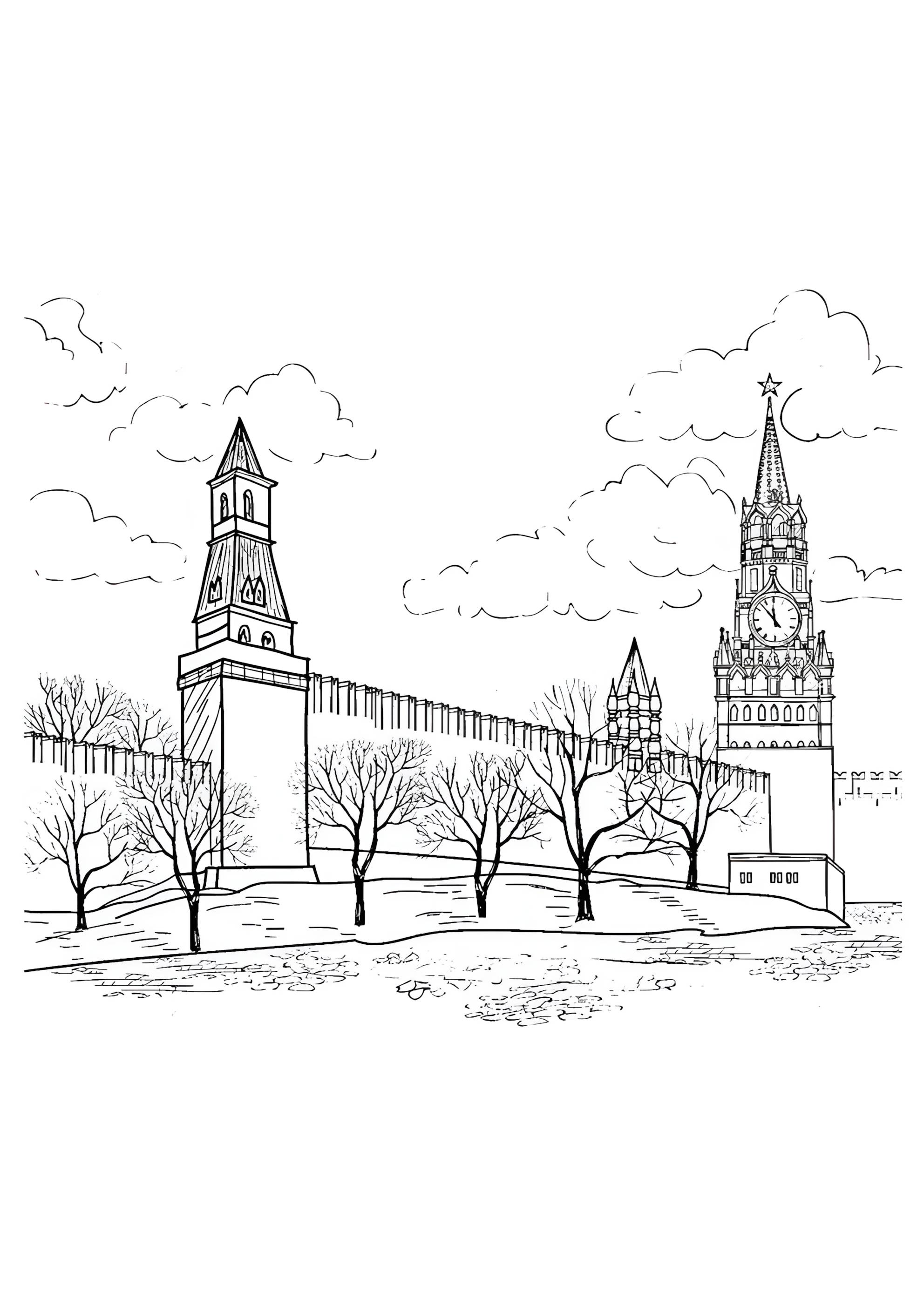 Раскраска Кремль Москва город