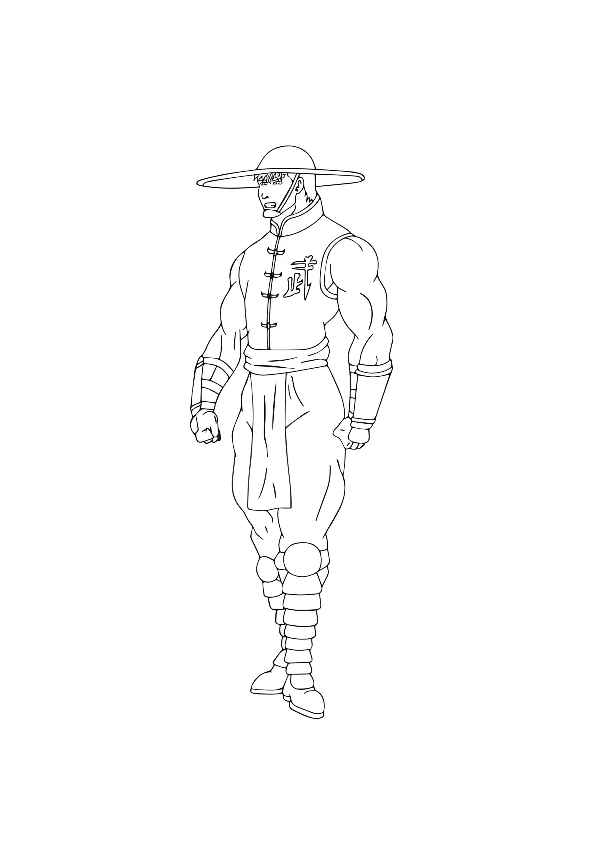 Раскраска Кун Лао из Мортал Комбат