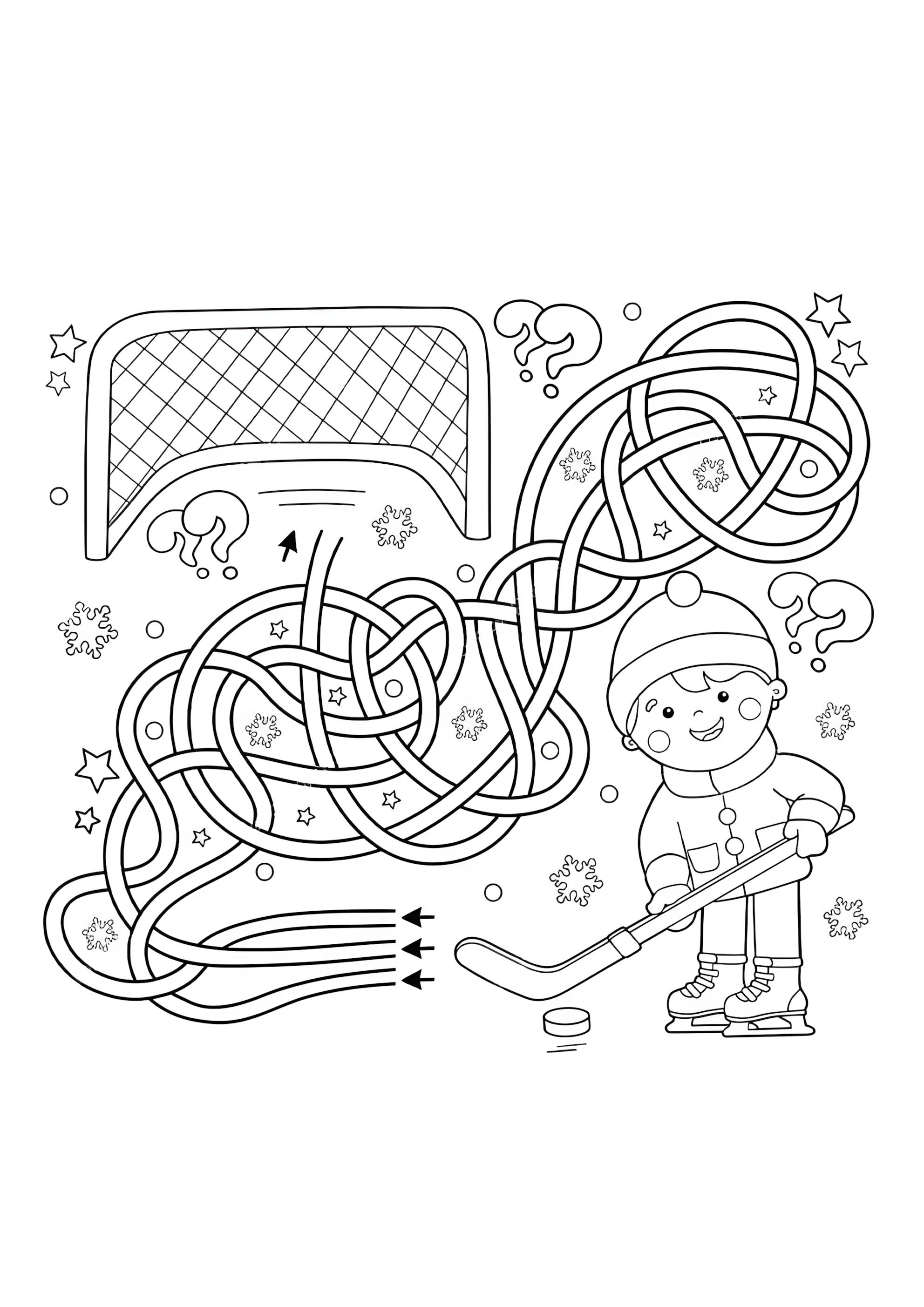 Раскраска Лабиринт хоккей