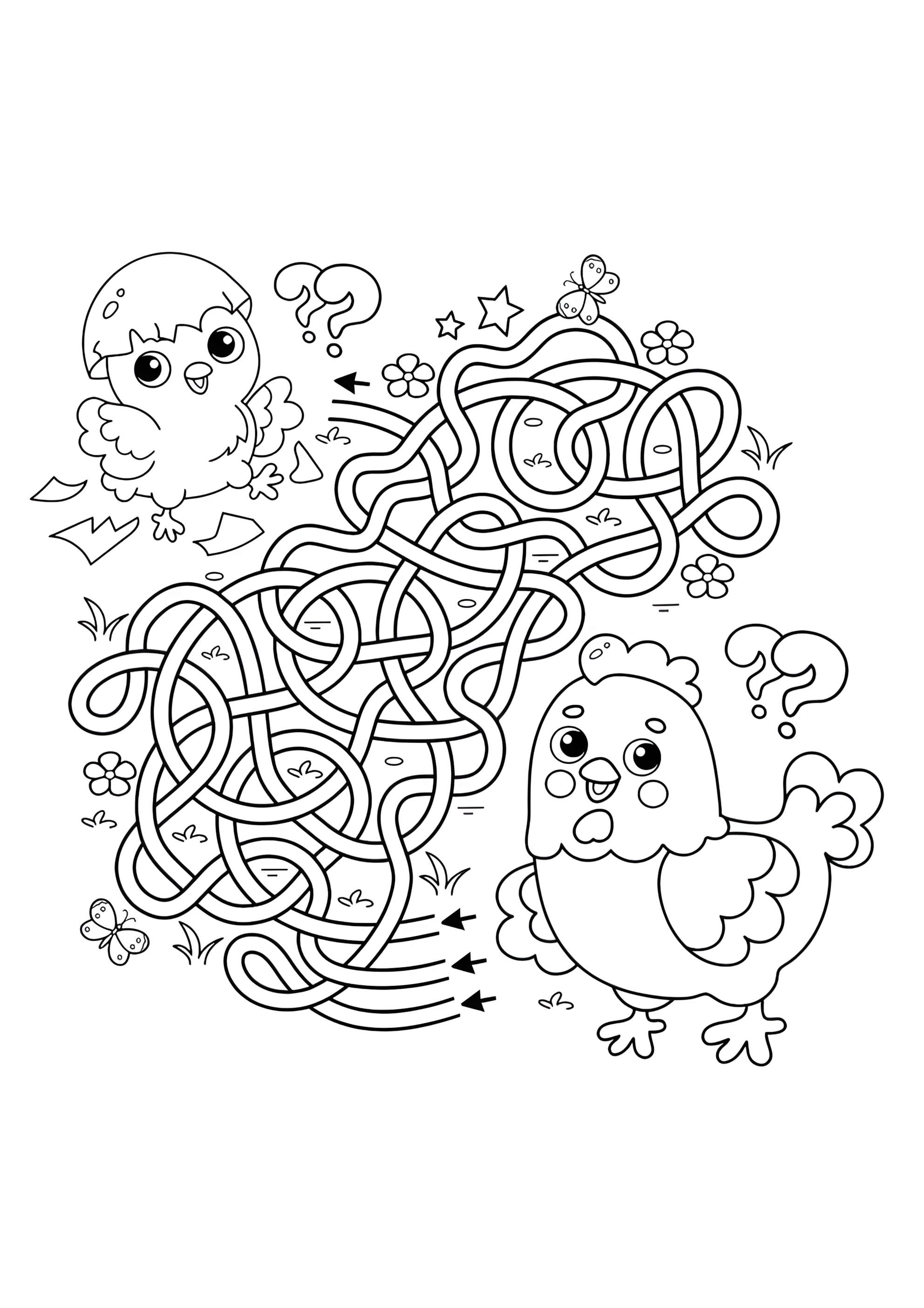Раскраска Лабиринт мама и цыпленок