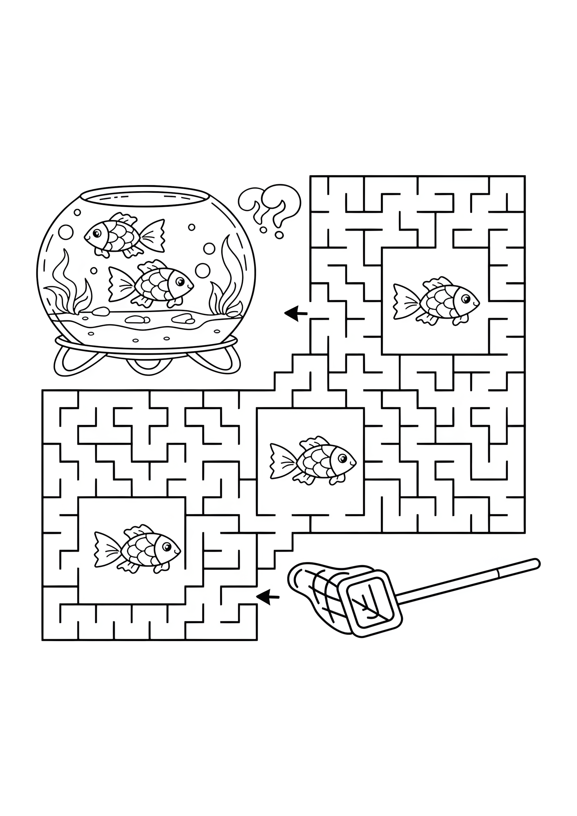 Раскраска Лабиринт с аквариумом