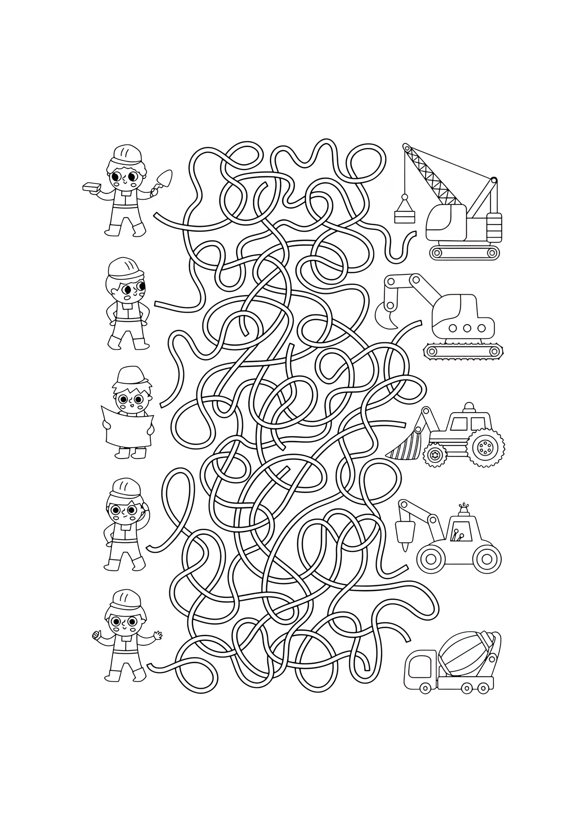 Раскраска Лабиринт с бетономешалкой