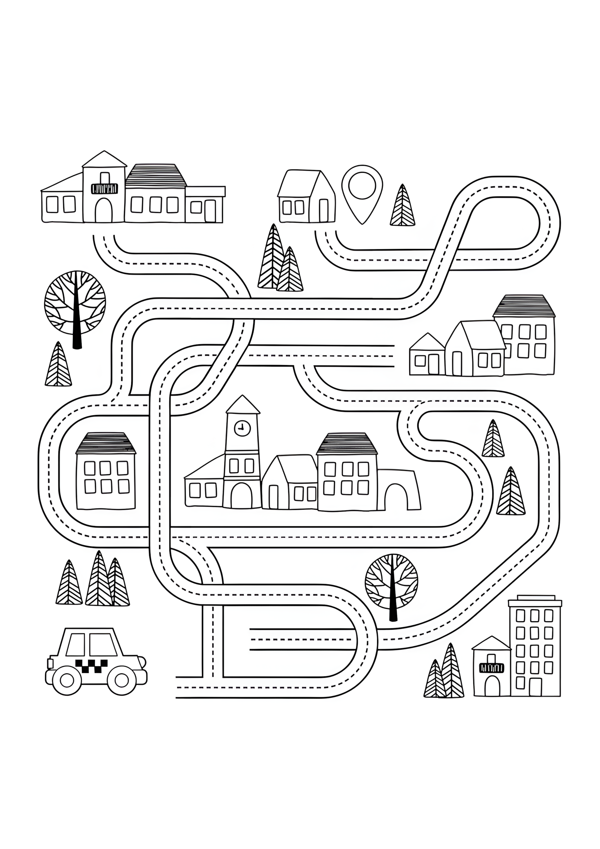 Раскраска Лабиринт такси