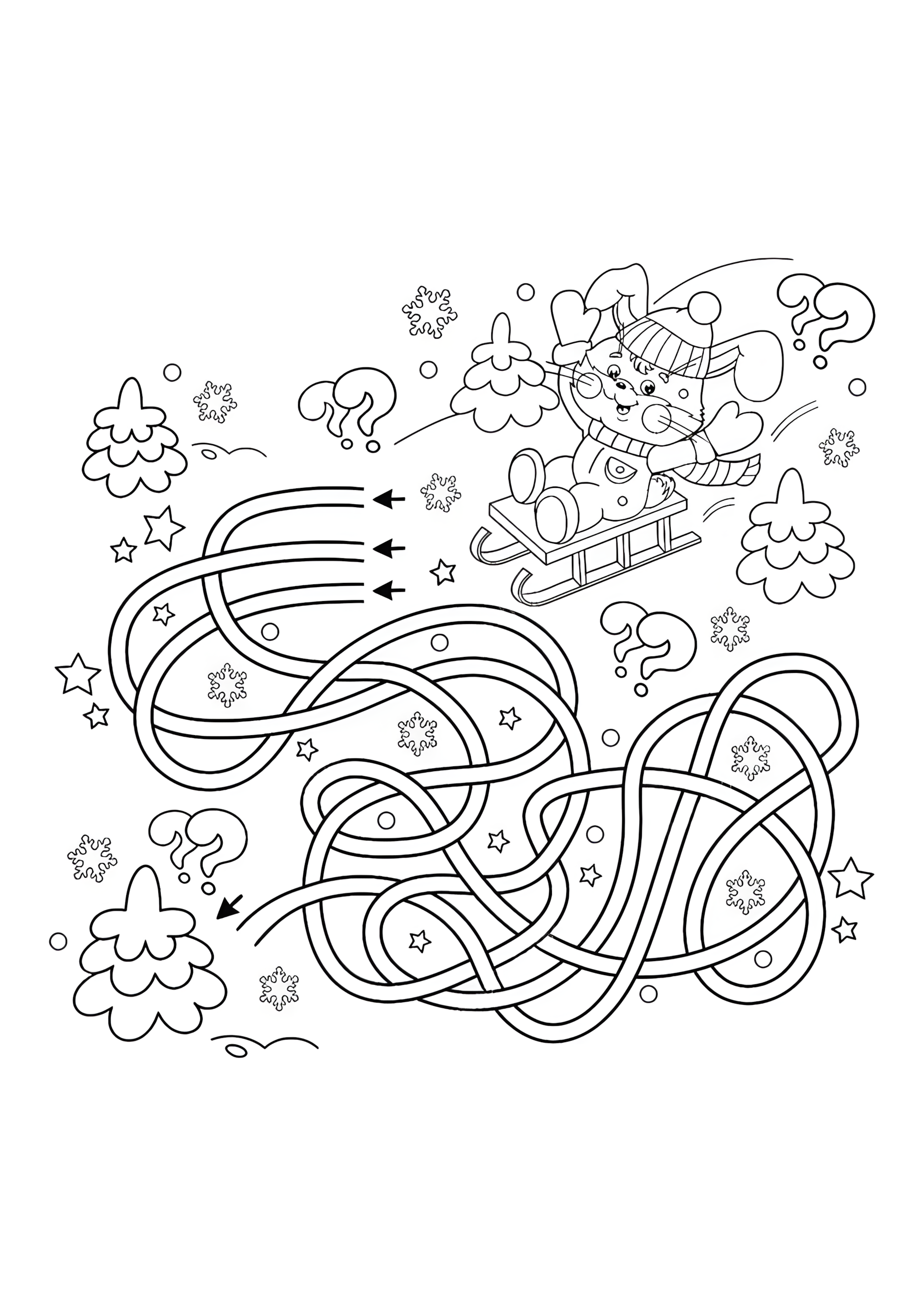 Раскраска Лабиринт зимний