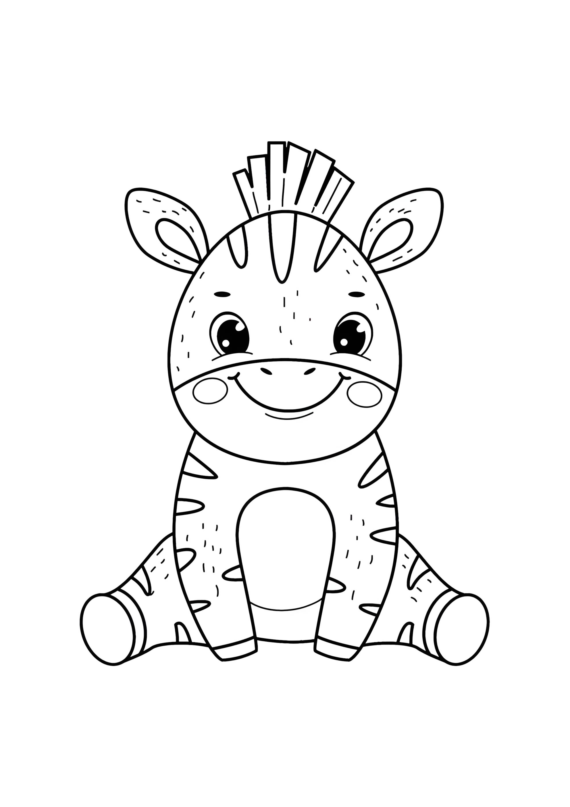 Раскраска Малыш зебра сидит