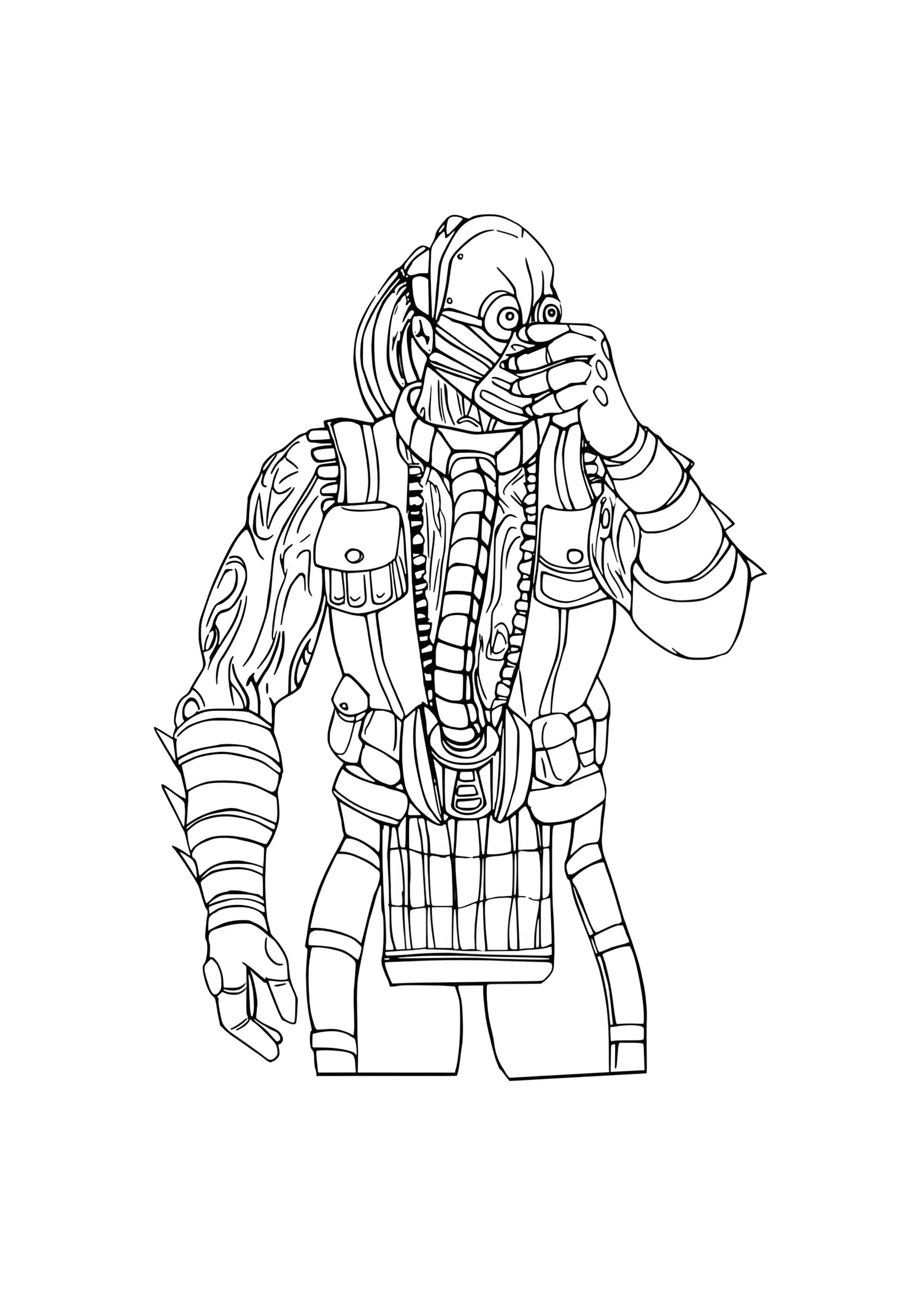 Раскраска Мортал Комбат Кабал маска